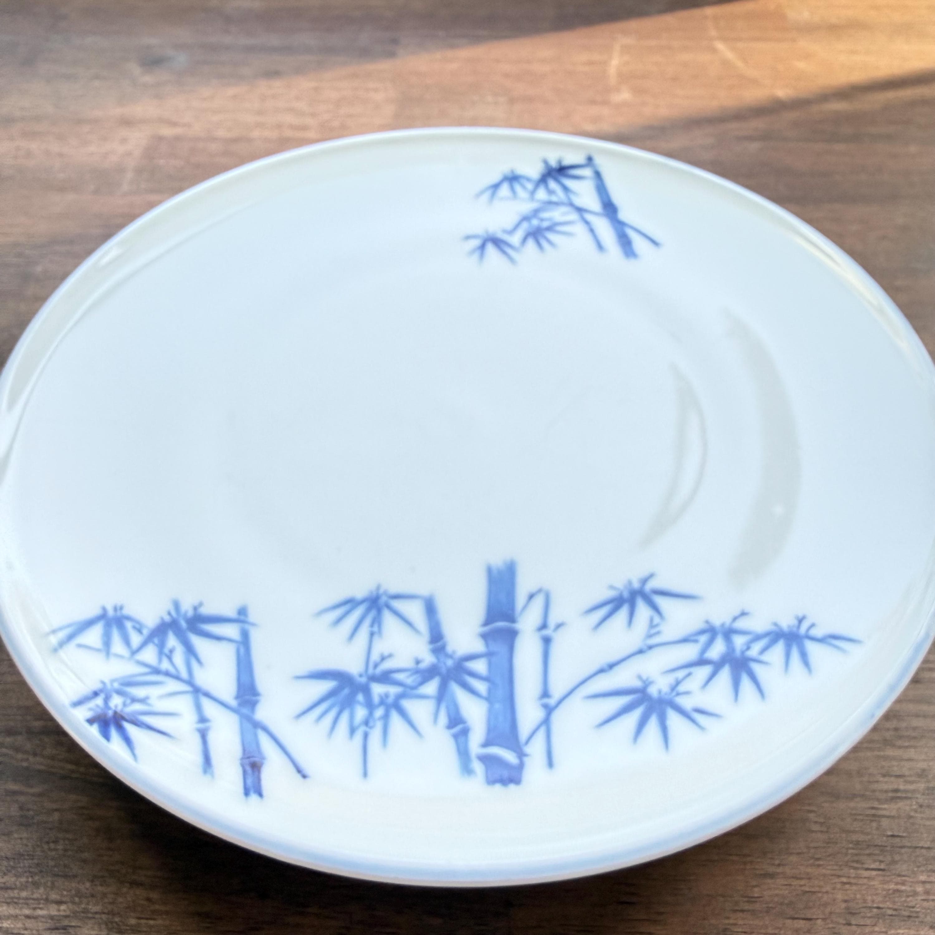 Vintage Seto Japan Blue White Bamboo Plate, MCM Japandi Dinnerware, Asian Decor - Thumbnail 4