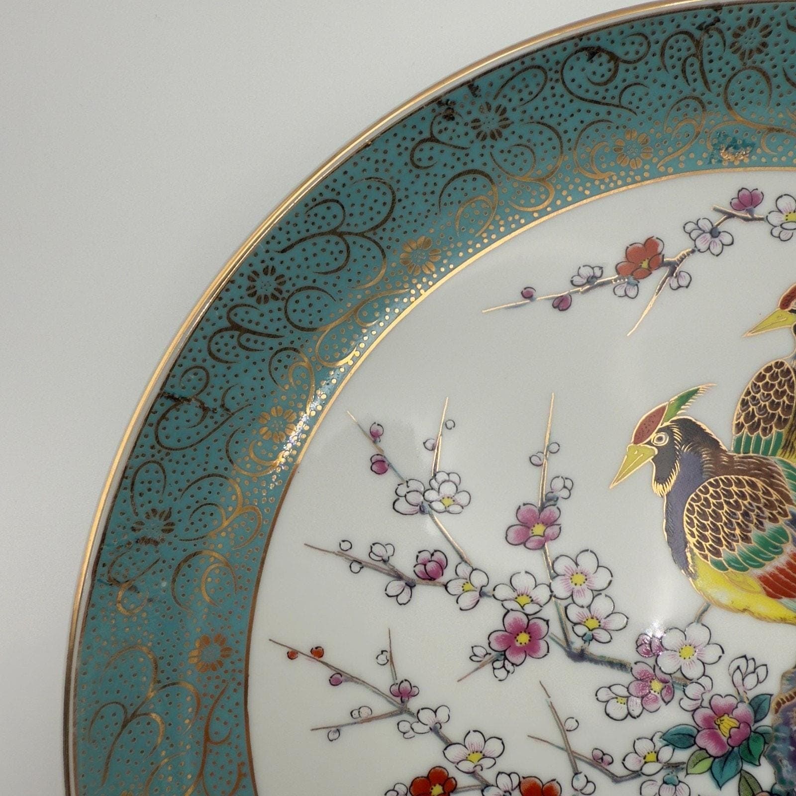 Vintage Japanese Porcelain Plate – Birds & Cherry Blossoms, Gold Trim - Thumbnail 6