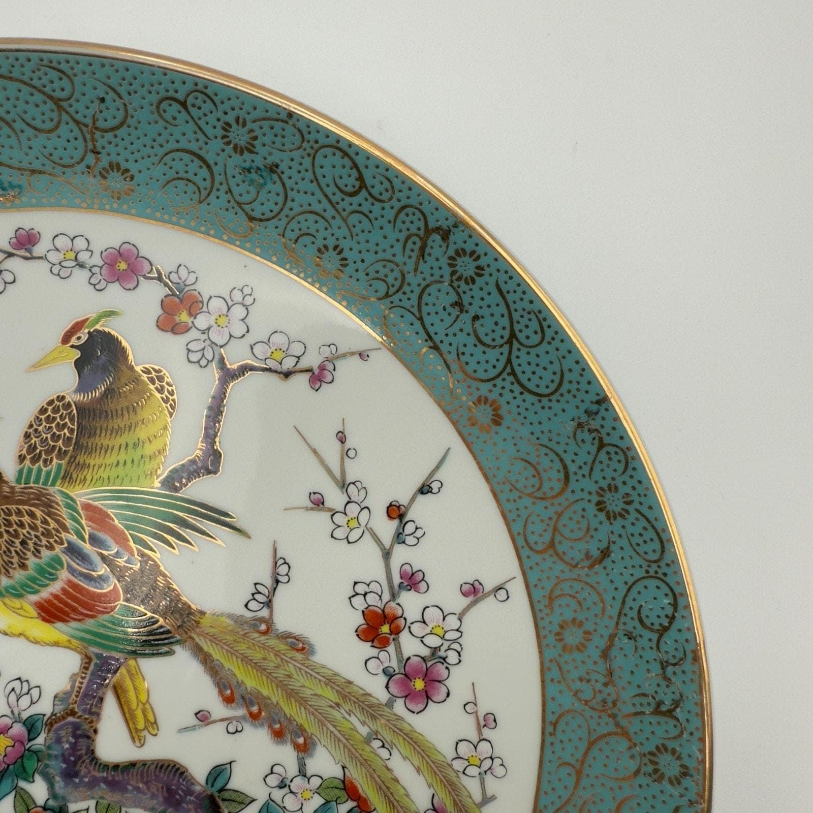 Vintage Japanese Porcelain Plate – Birds & Cherry Blossoms, Gold Trim - Thumbnail 7