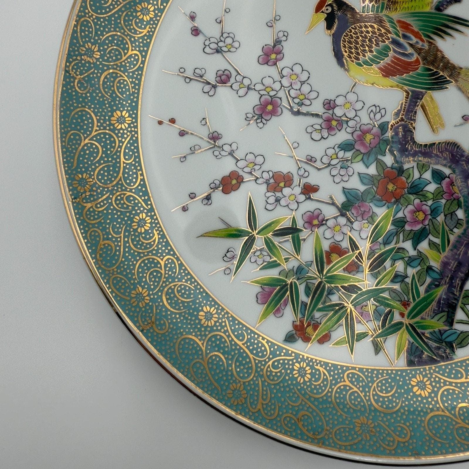 Vintage Japanese Porcelain Plate – Birds & Cherry Blossoms, Gold Trim - Thumbnail 9