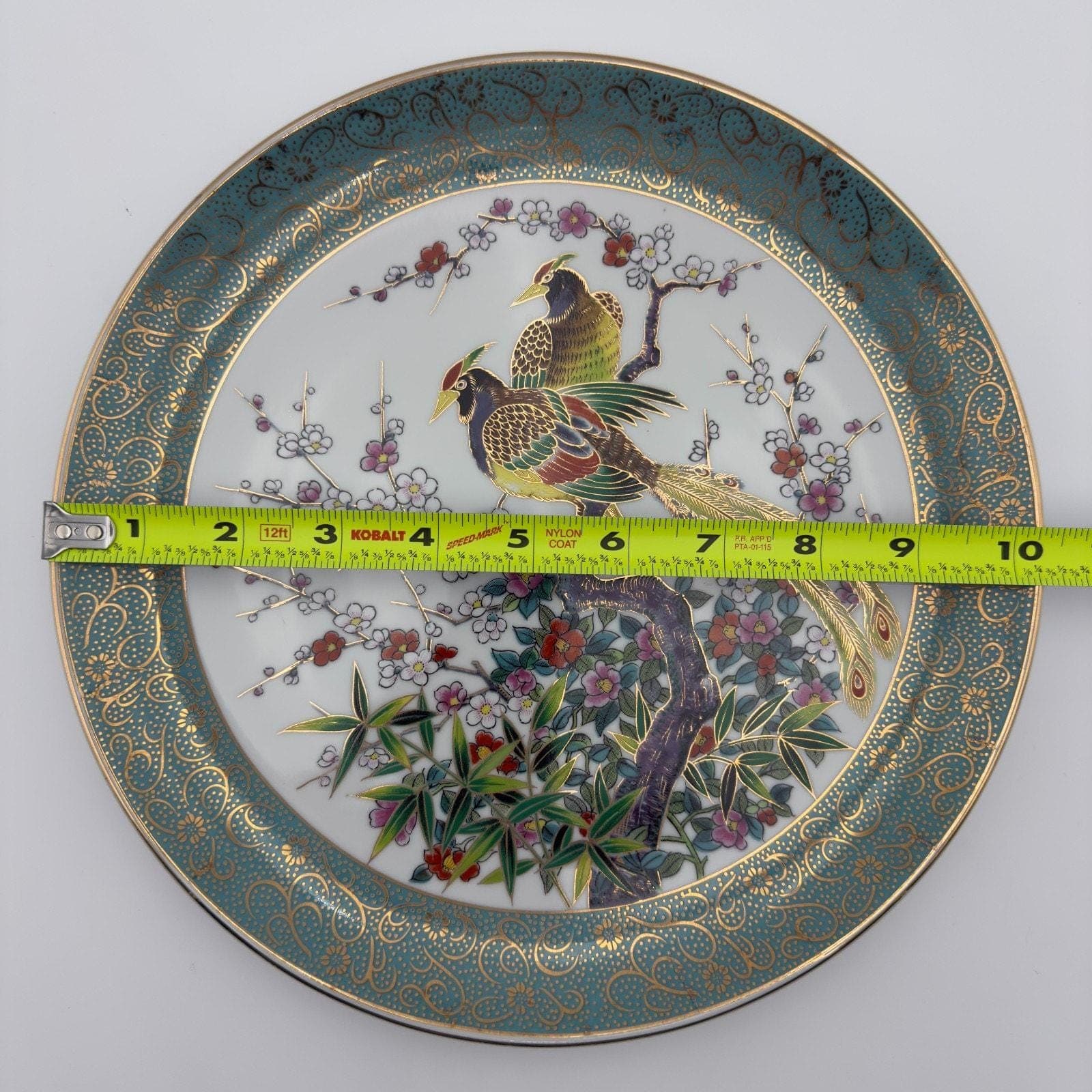 Vintage Japanese Porcelain Plate – Birds & Cherry Blossoms, Gold Trim - Thumbnail 4
