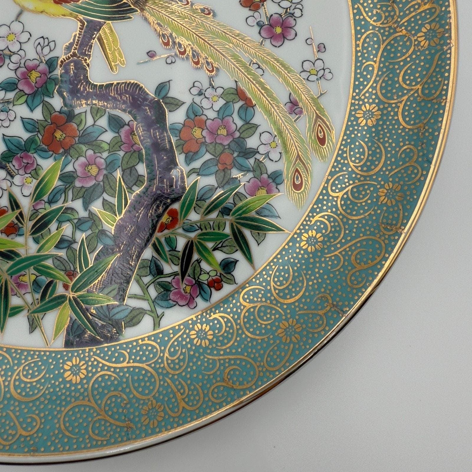 Vintage Japanese Porcelain Plate – Birds & Cherry Blossoms, Gold Trim - Thumbnail 8