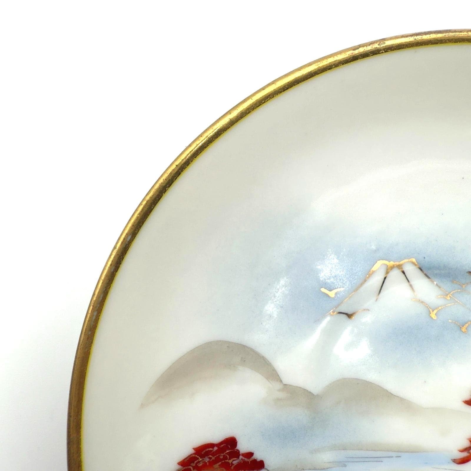 Vintage Japanese Porcelain Plate – Mt. Fuji Landscape, Gold Rim (5.5 inch) - Thumbnail 5