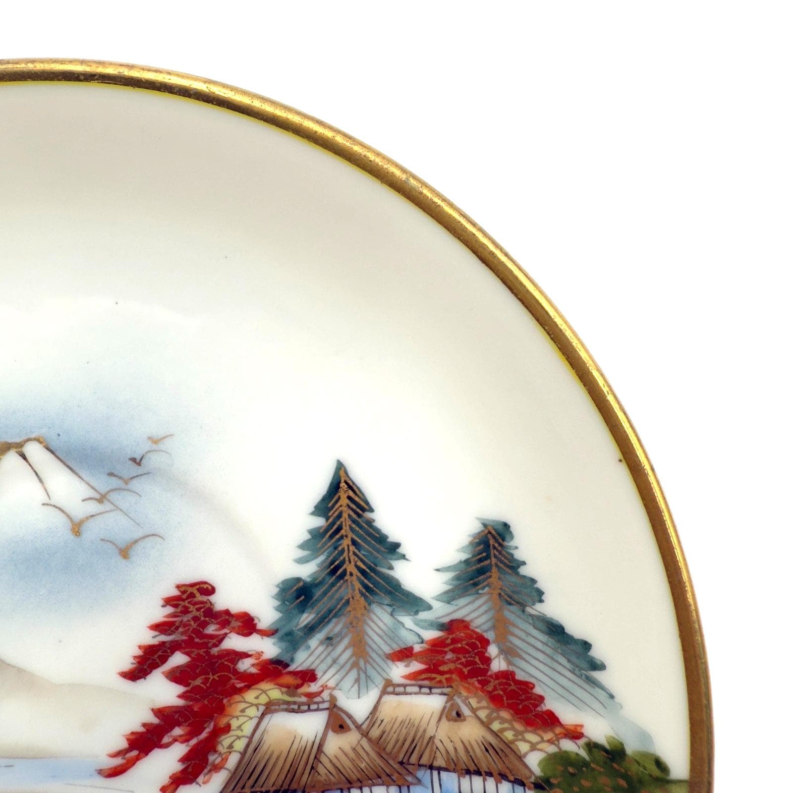 Vintage Japanese Porcelain Plate – Mt. Fuji Landscape, Gold Rim (5.5 inch) - Thumbnail 6