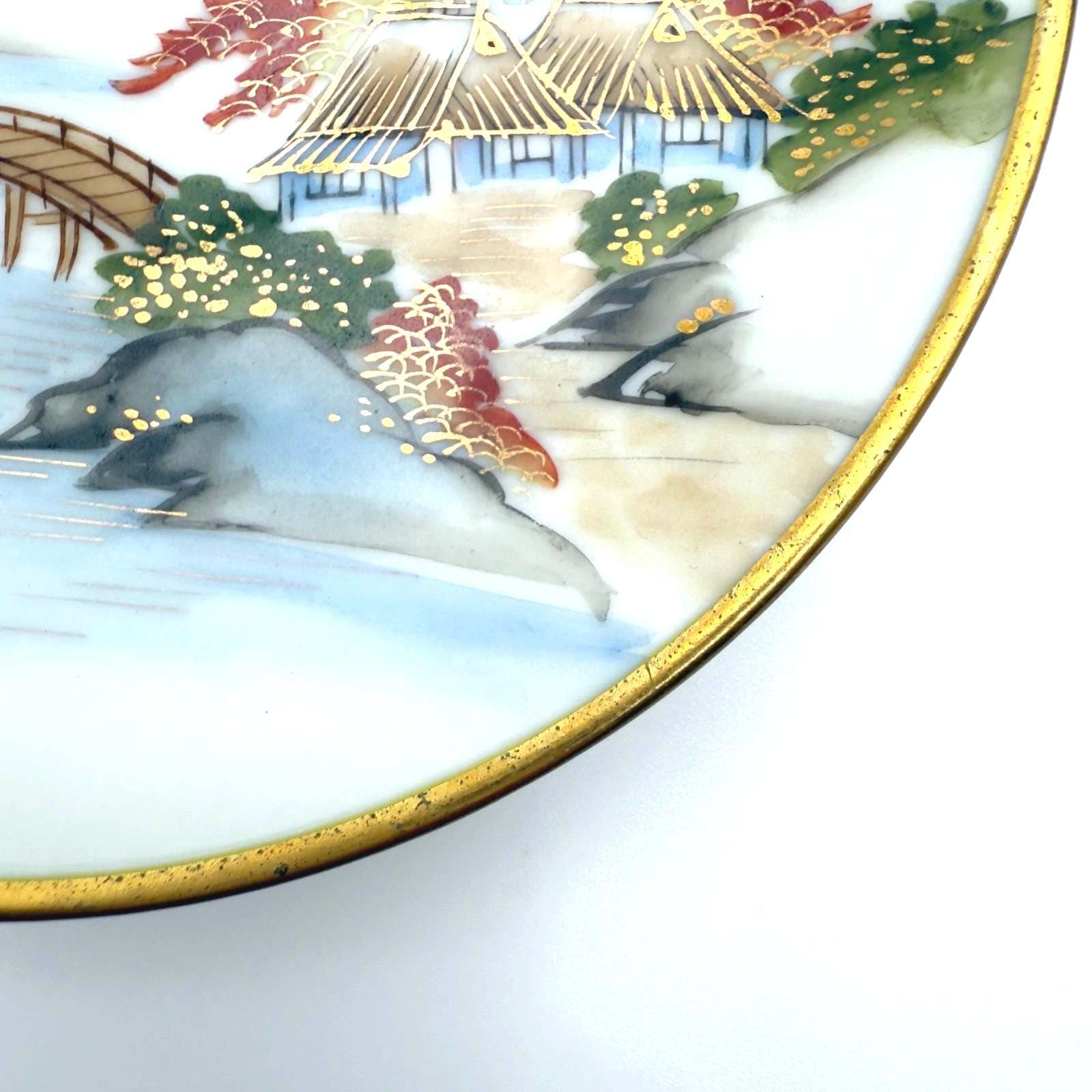 Vintage Japanese Porcelain Plate – Mt. Fuji Landscape, Gold Rim (5.5 inch) - Thumbnail 7