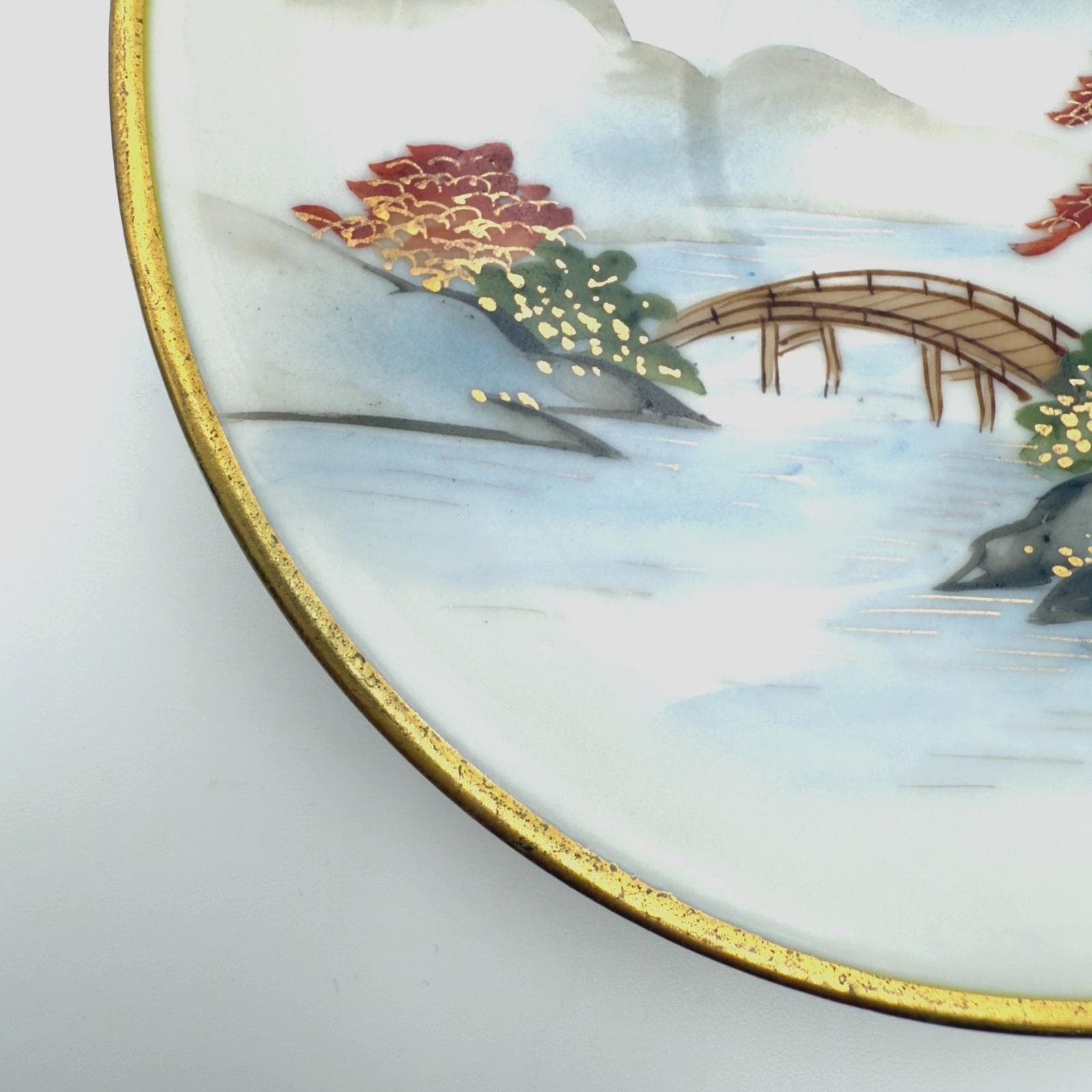 Vintage Japanese Porcelain Plate – Mt. Fuji Landscape, Gold Rim (5.5 inch) - Thumbnail 8