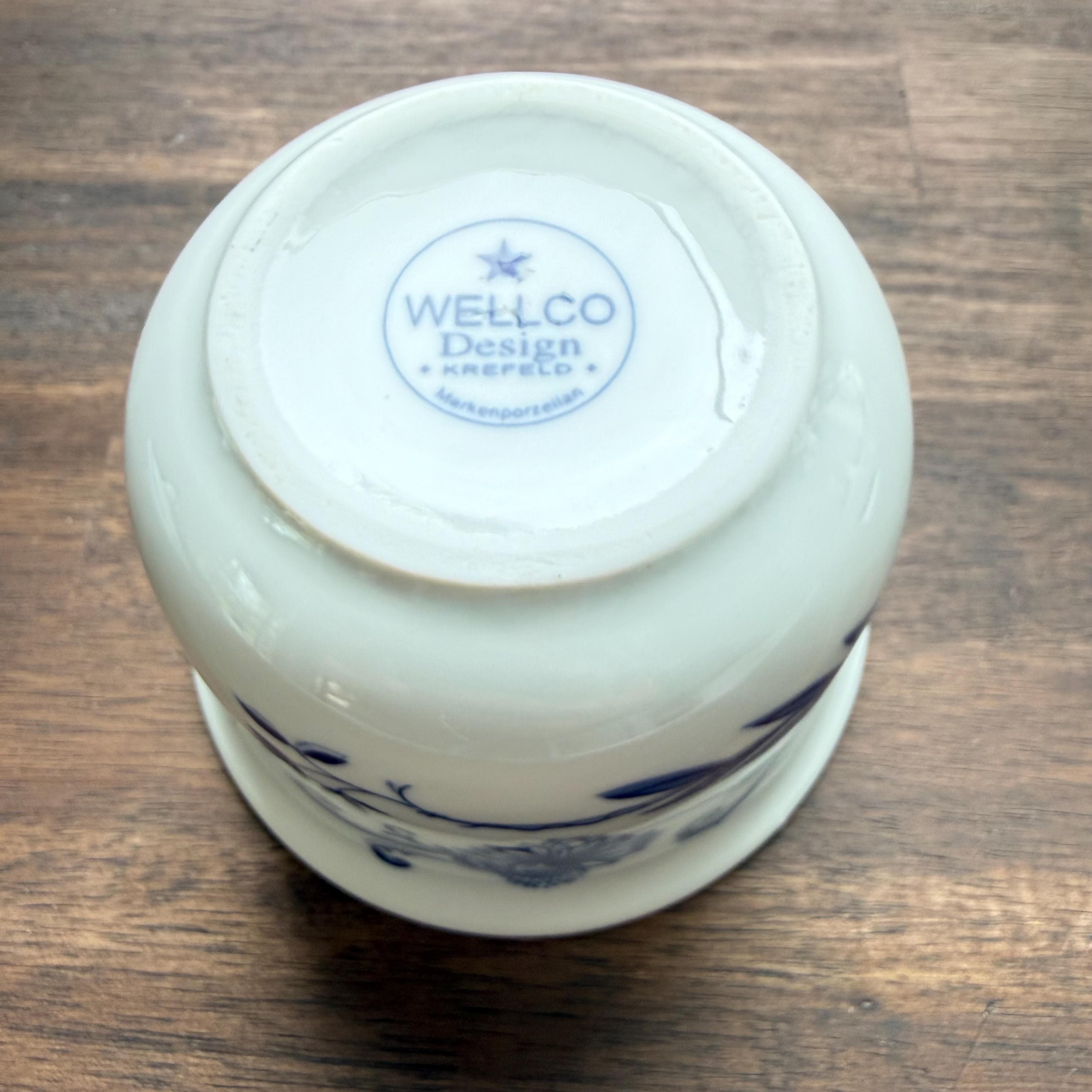 Vintage Blue Onion Sugar Bowl: Wellco Krefeld German Porcelain Lidded Dish - Thumbnail 12
