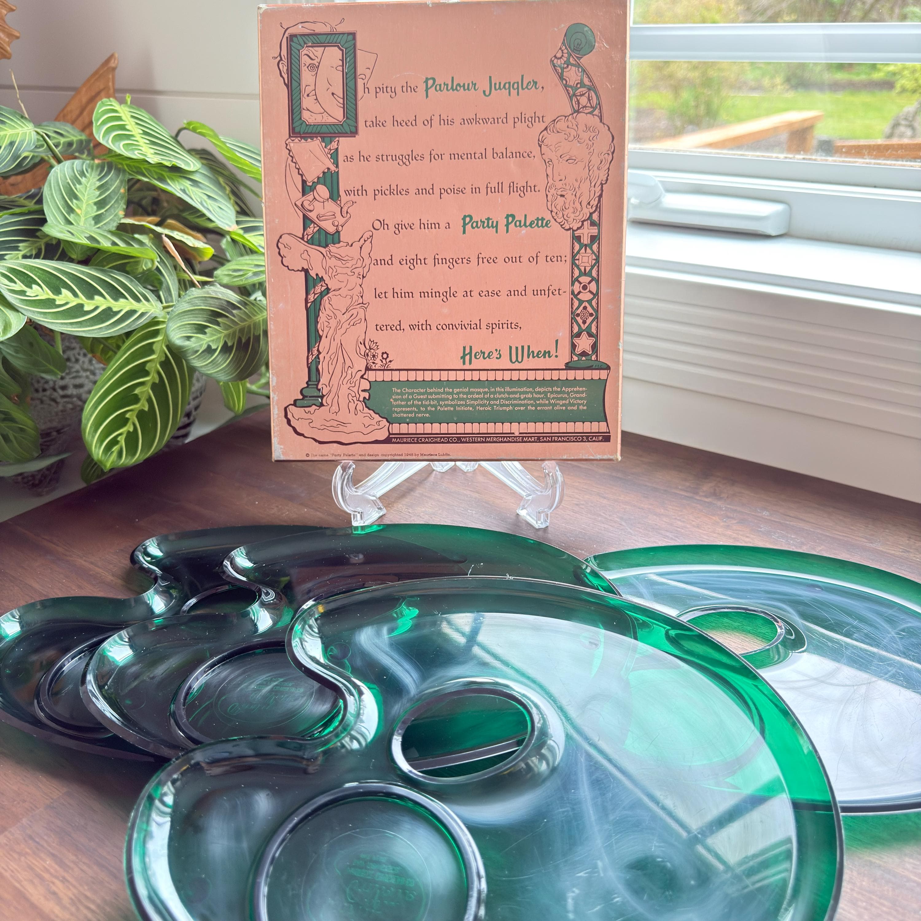 Vintage 1940 Party Palette Serving Tray: Parlour Juggler Poem, Mid-Century Cocktail Barware - Thumbnail 2