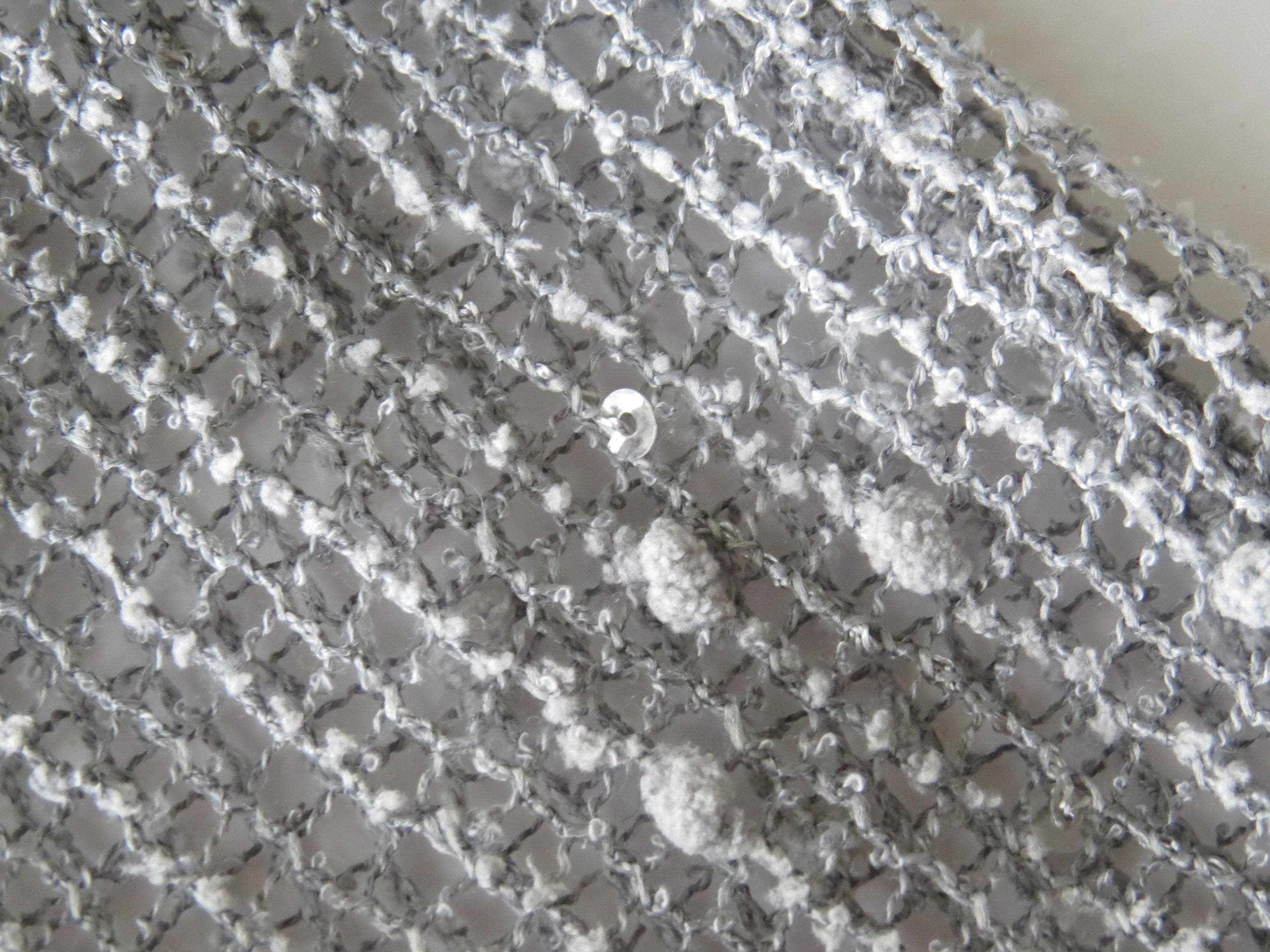 Vintage Italian Silk Open Knit Sweater, Sheer Grey, Made in Italy, Sequins Boucle Dot - Thumbnail 7