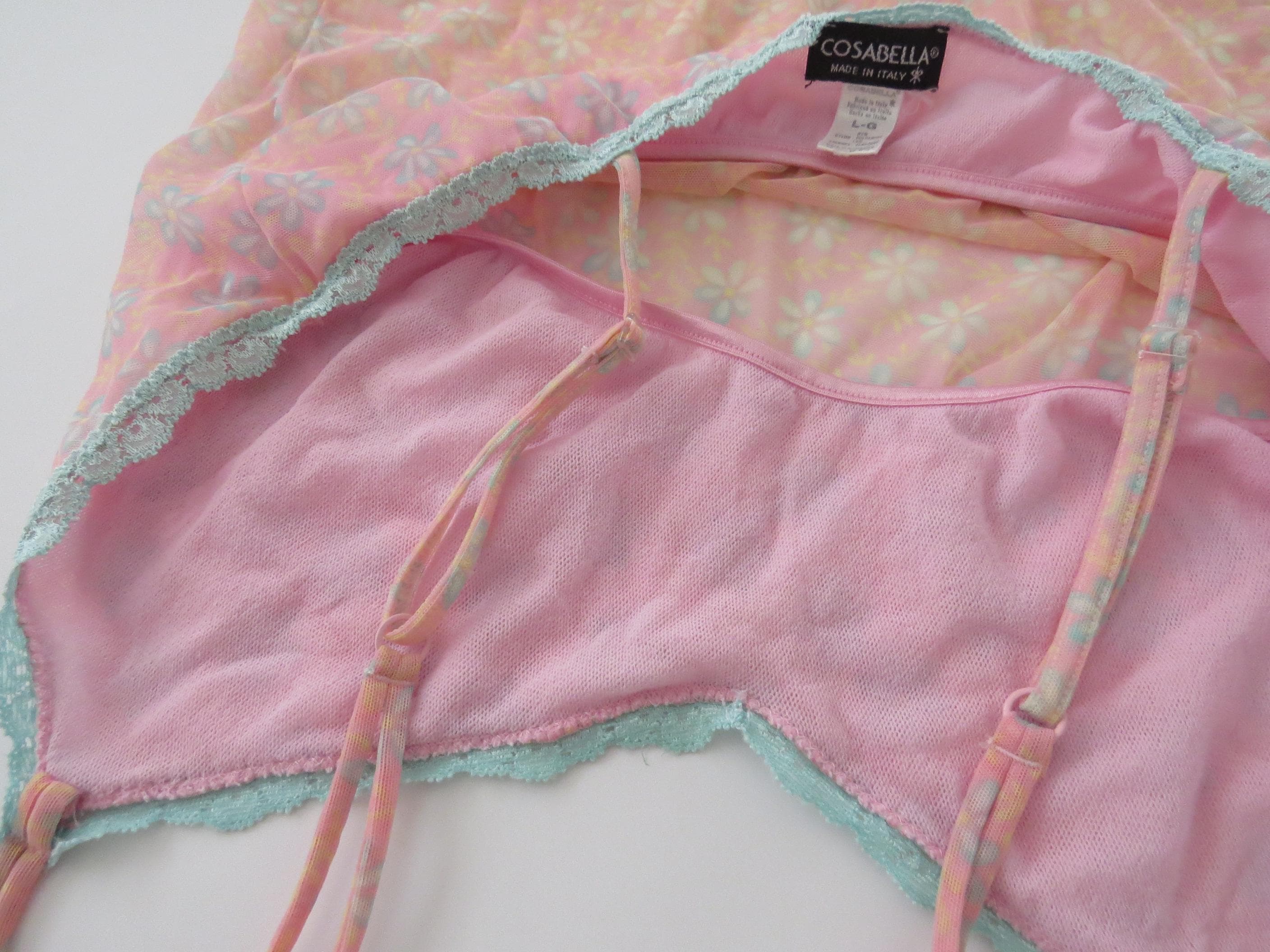 Vintage Italian Cosabella Pink and Mint Daisy Camisole - Thumbnail 13
