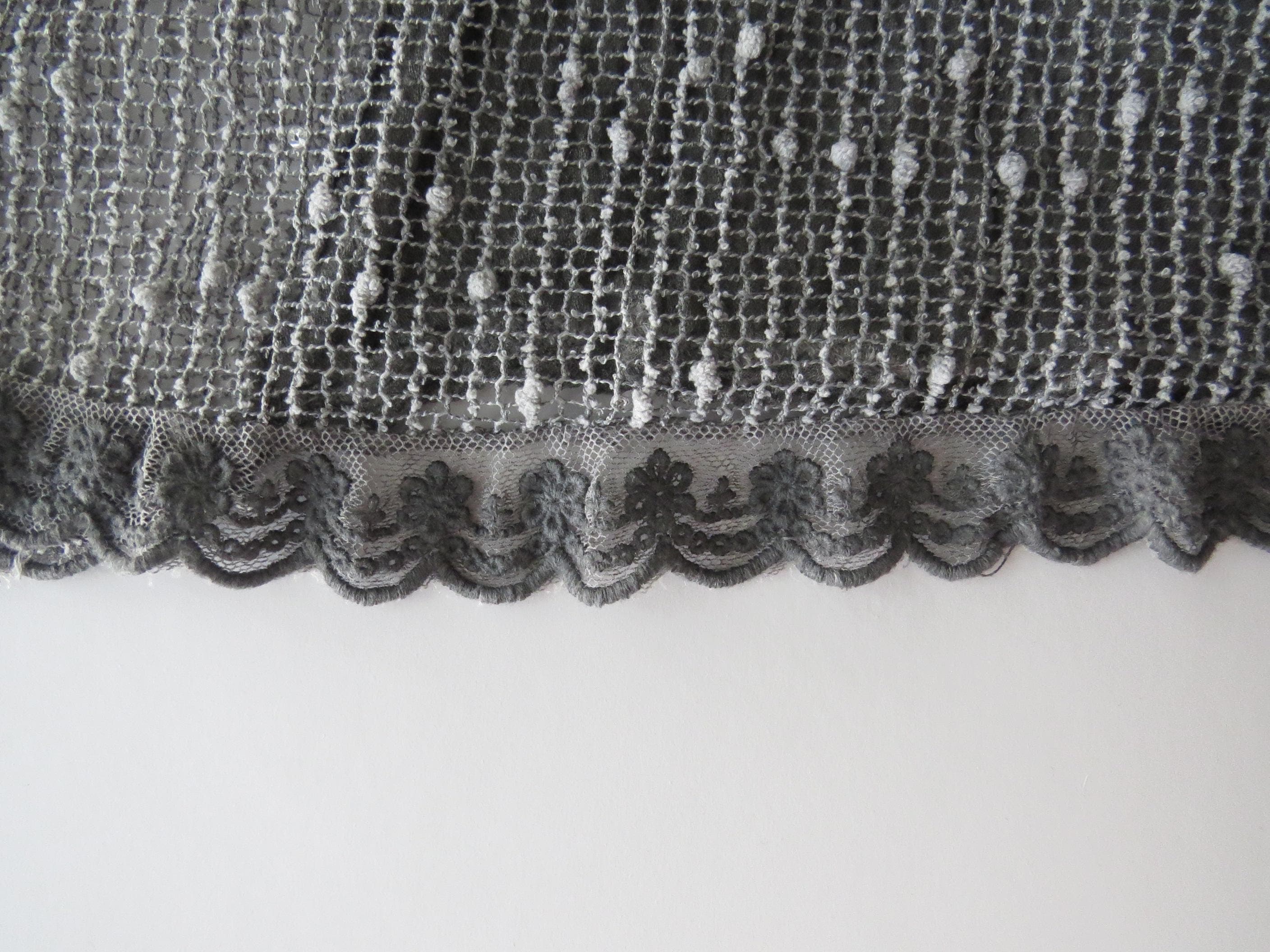 Vintage Italian Silk Open Knit Sweater, Sheer Grey, Made in Italy, Sequins Boucle Dot - Thumbnail 4