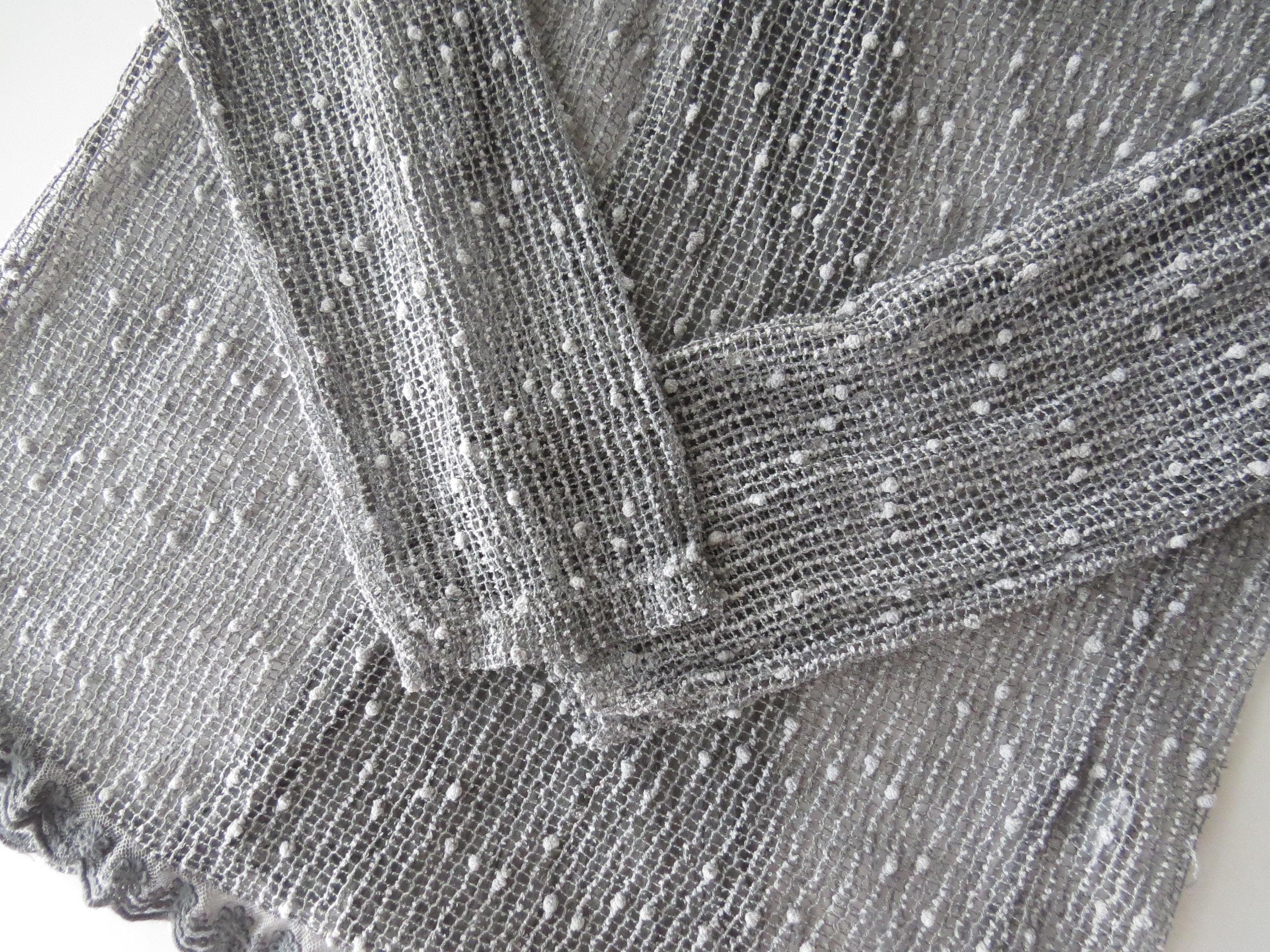 Vintage Italian Silk Open Knit Sweater, Sheer Grey, Made in Italy, Sequins Boucle Dot - Thumbnail 2