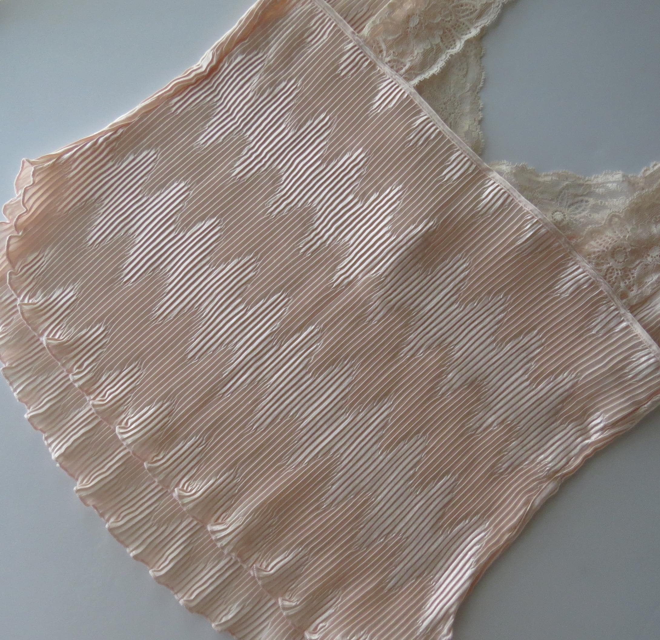 Vintage La Perla Blush Pink Pleated Lace Plisse Cami, Made in Italy, Italian Designer - Thumbnail 8