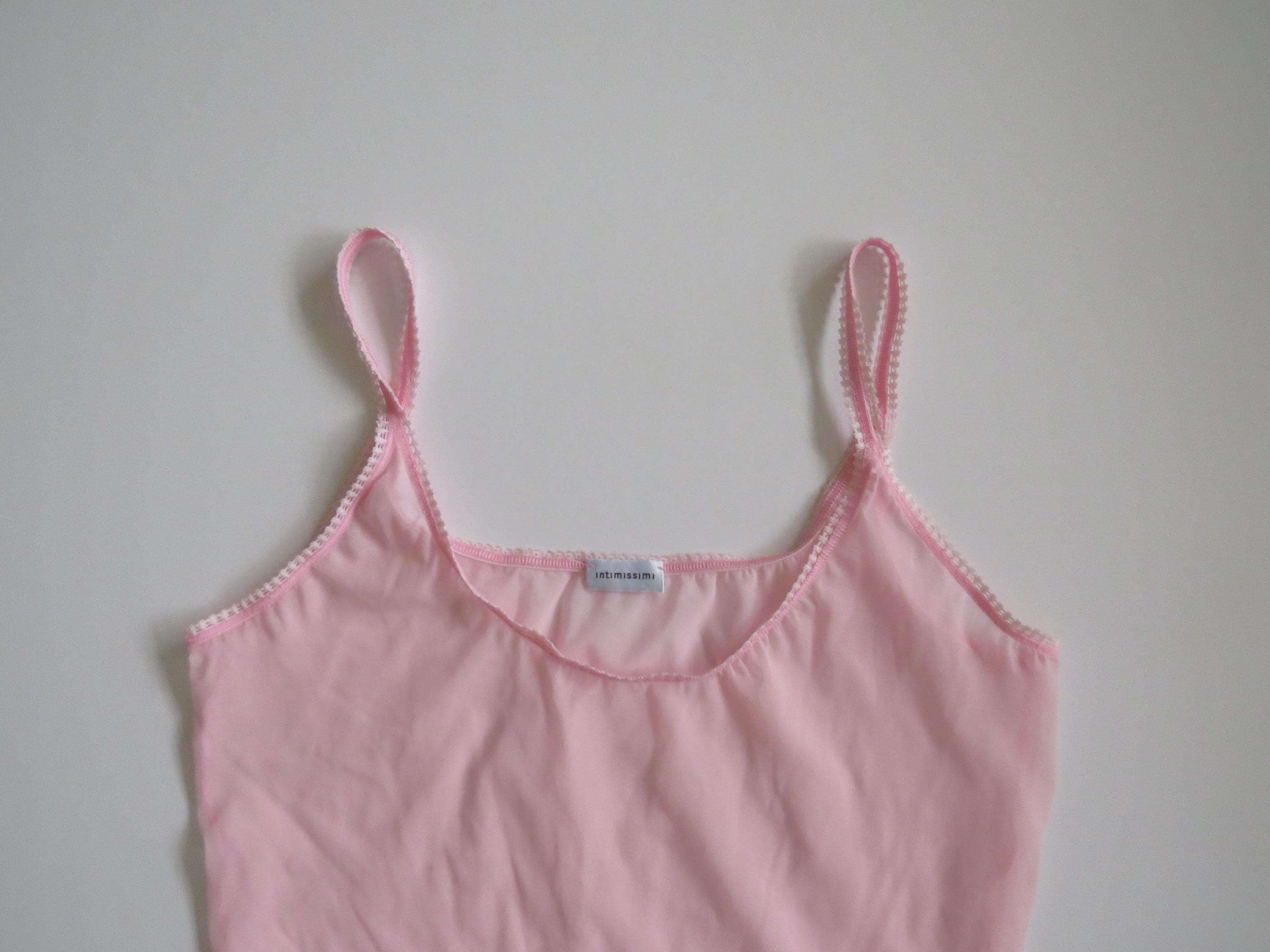 Vintage Italian 00s Intimissimi Pink Mesh Camisole w/ Picot Trim - Thumbnail 4