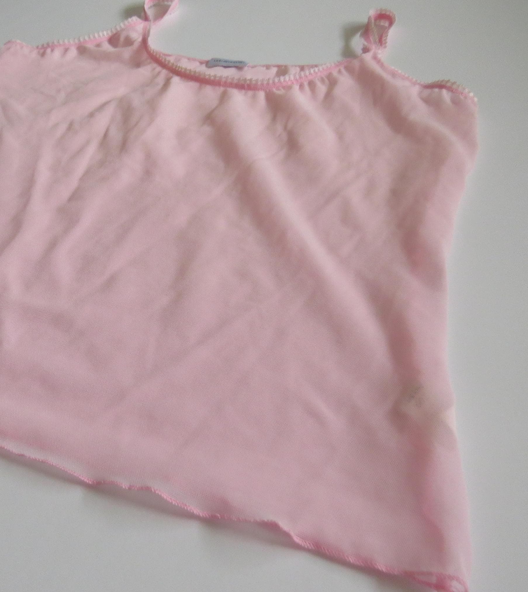 Vintage Italian 00s Intimissimi Pink Mesh Camisole w/ Picot Trim - Thumbnail 3