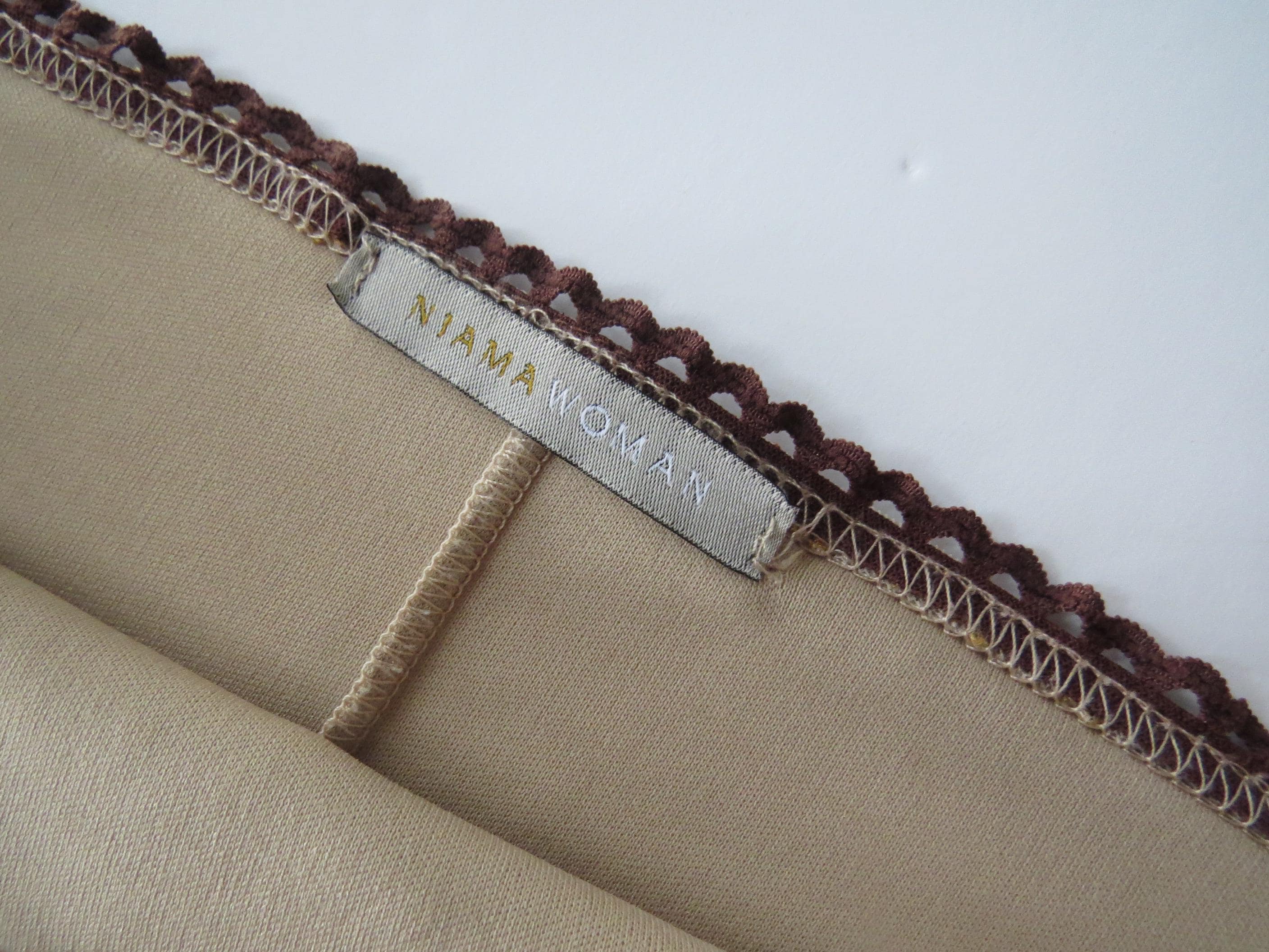 Vintage Italian Embroidered Floral Mesh Tan Skirt, Made in Italy, Njama Woman - Thumbnail 3