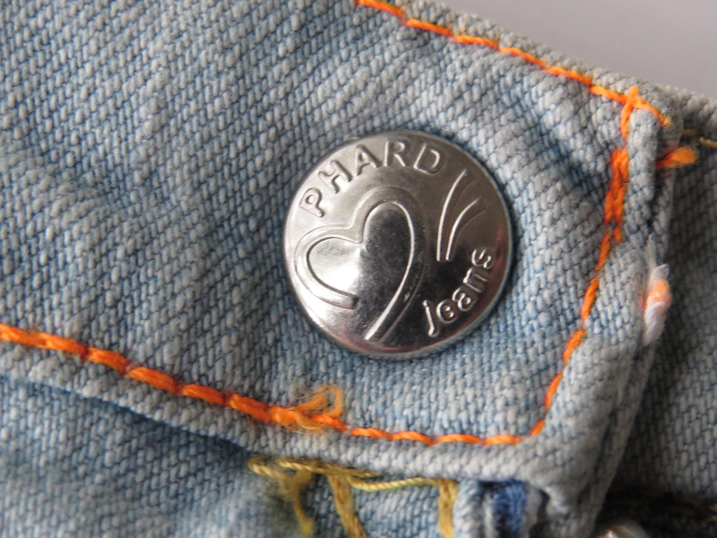 Italian Vintage Phard Denim Mini Skirt, XS, Light Wash Curved Zipper Micro, 2000s Italy - Thumbnail 8