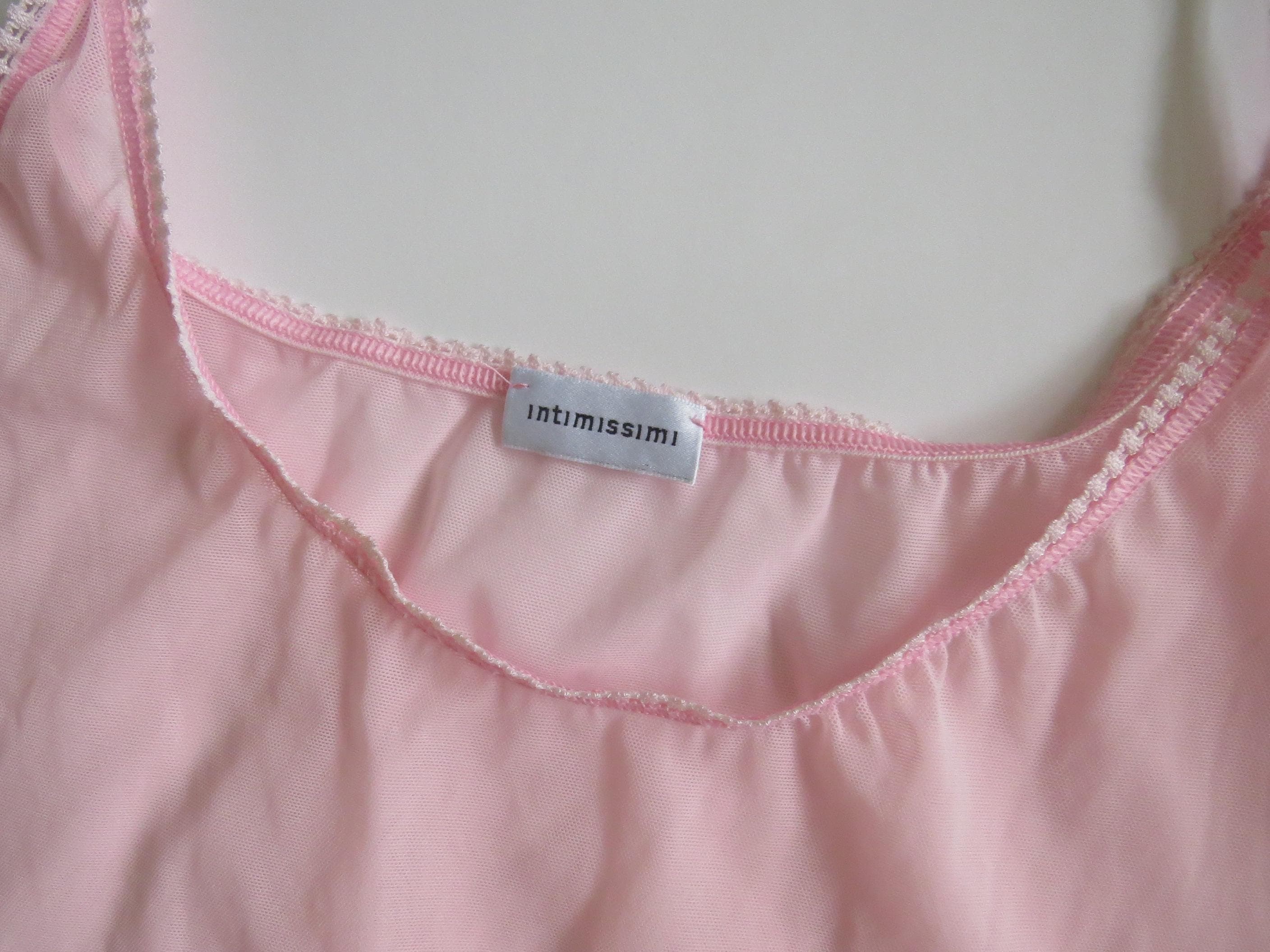 Vintage Italian 00s Intimissimi Pink Mesh Camisole w/ Picot Trim - Thumbnail 2