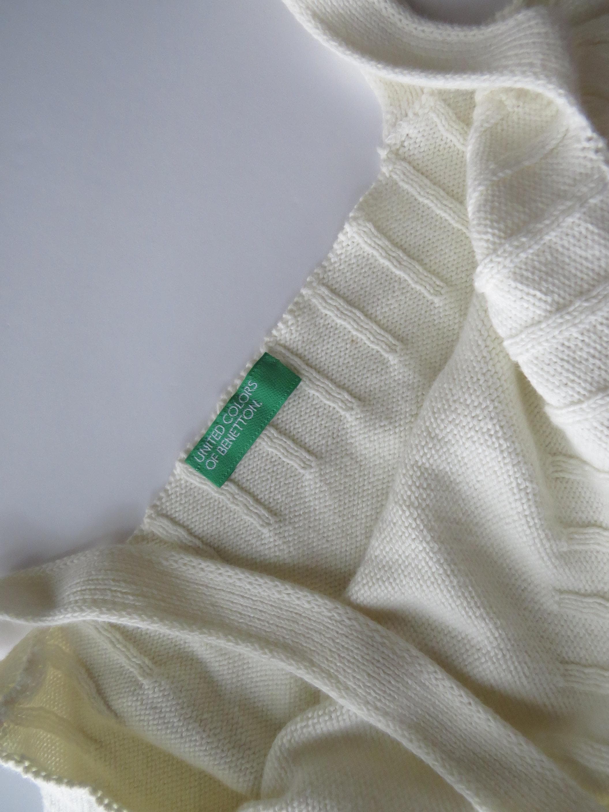 Vintage Knit Crop Top, Cream Ribbed Cami, Lilac Rosettes, 2000s Square Neck, Italian Knitwear - Thumbnail 4