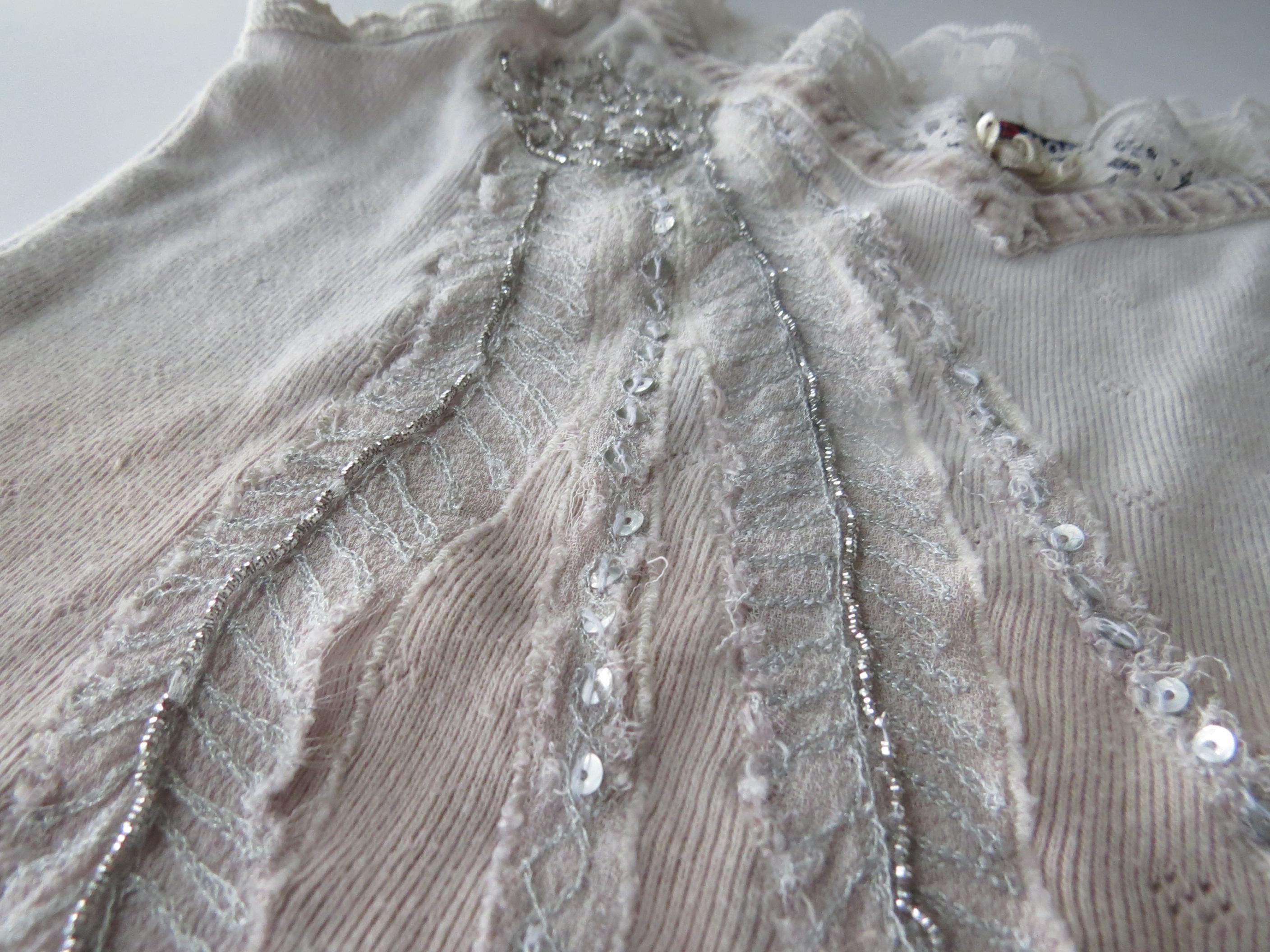 Morgan de Toi Ombre Knit Camisole, Beaded Sequin Lace Trim, 2000s Fairy French Top - Thumbnail 5