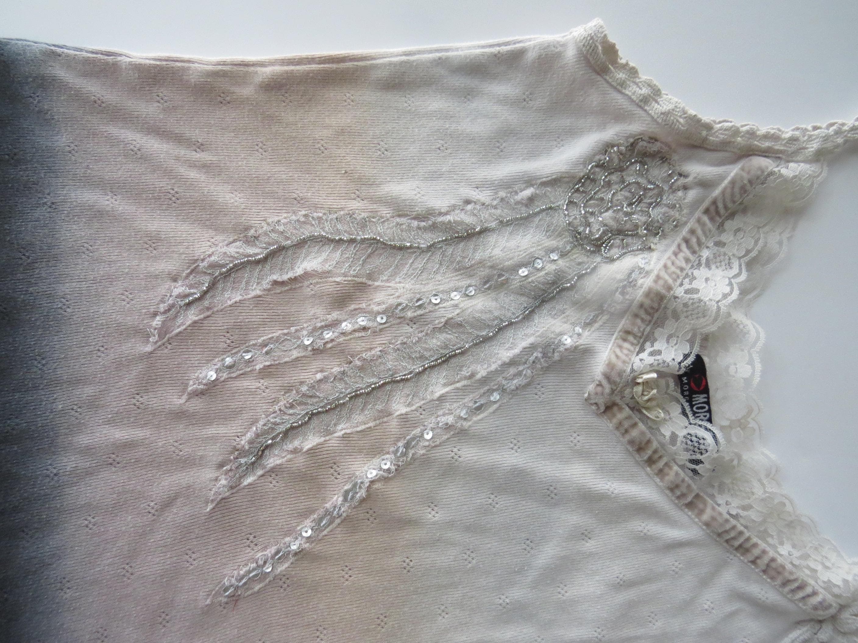 Morgan de Toi Ombre Knit Camisole, Beaded Sequin Lace Trim, 2000s Fairy French Top - Thumbnail 4