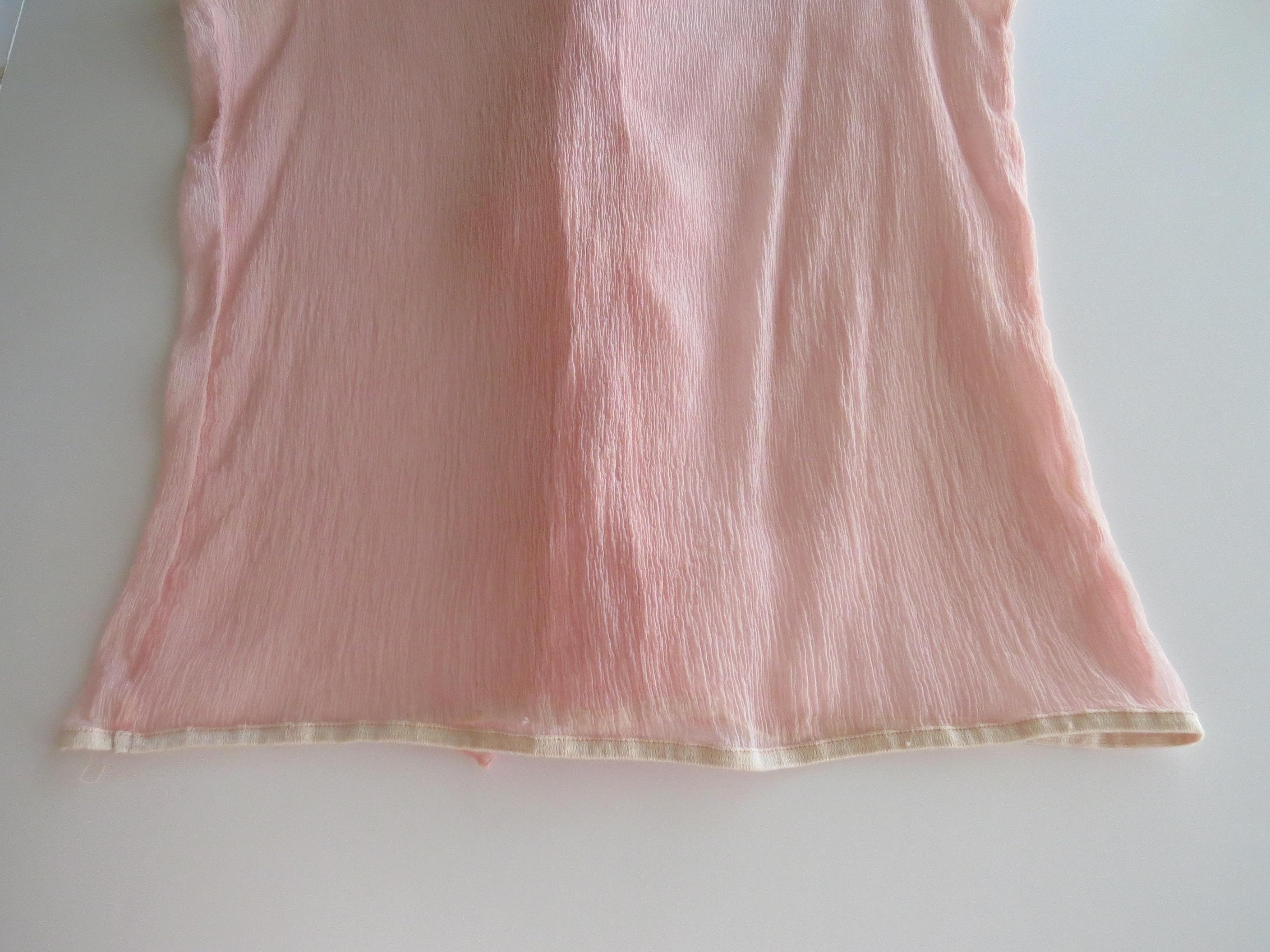 Vintage Silk Ruffle Tank, Pink Sheer Chiffon Sleeveless Top, Italy Ballet Cami, Italian 2000s - Thumbnail 4