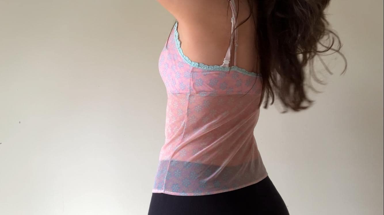 Vintage Italian Cosabella Pink and Mint Daisy Camisole - Thumbnail 5