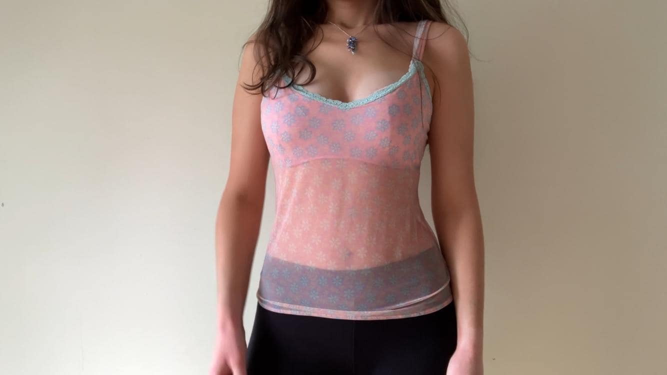 Vintage Italian Cosabella Pink and Mint Daisy Camisole - Thumbnail 4