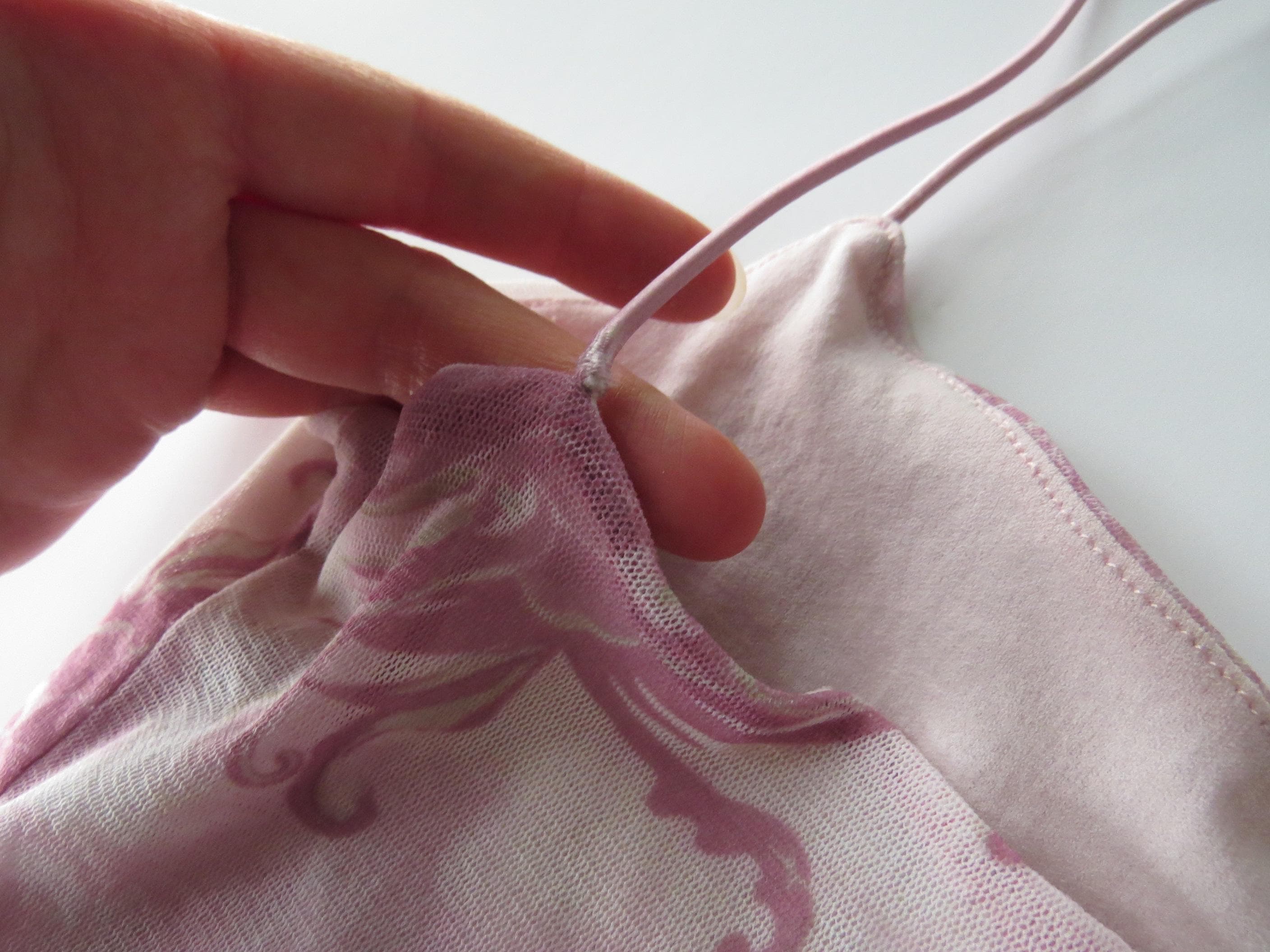 Vintage French 90s Jennyfer Pink Dragon Print Pink Mesh Cami Top, Lettuce Edge Hem - Thumbnail 4