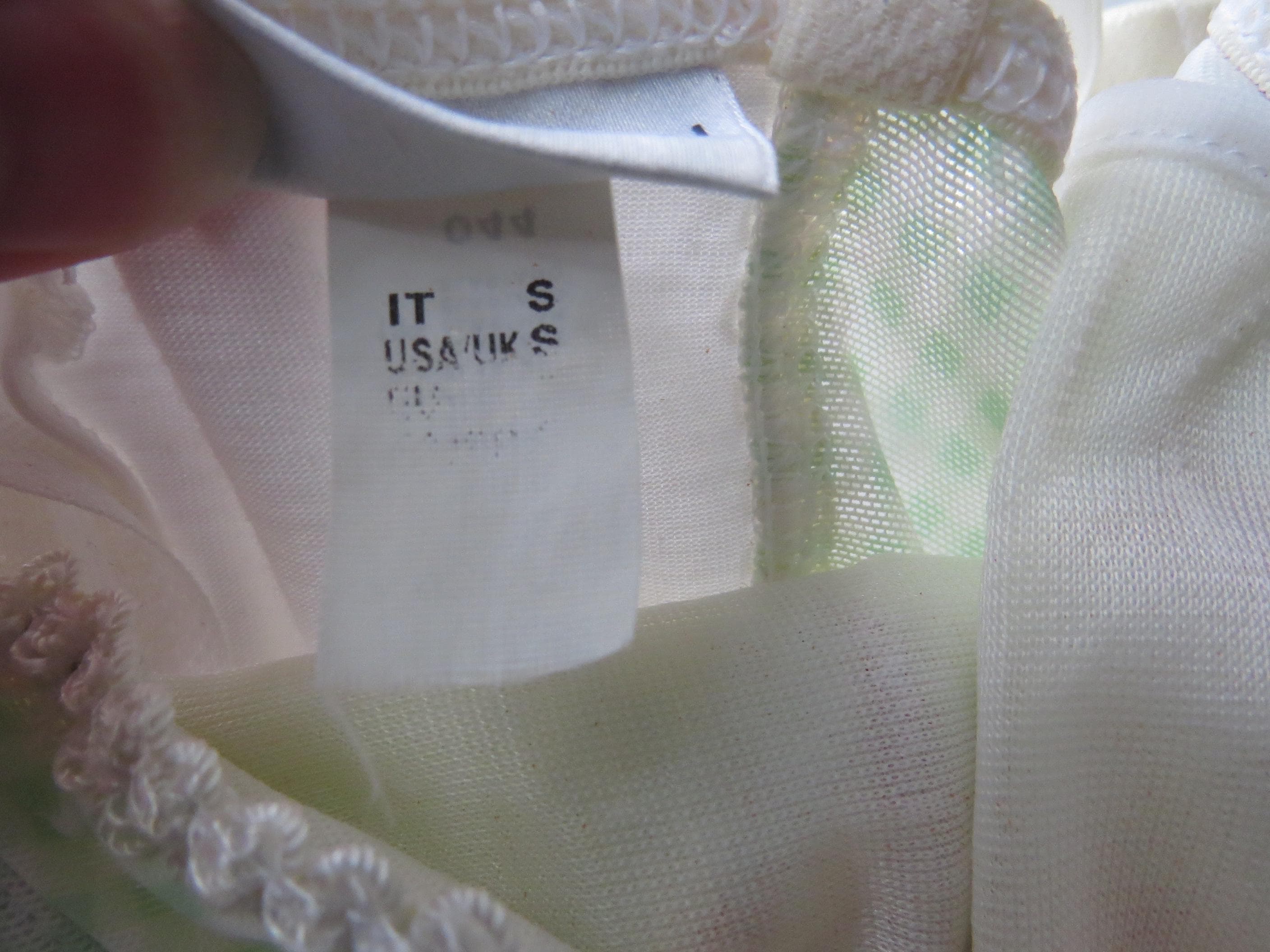 Vintage Italian Intimissimi Mint Green Checked Bustier, Gingham 2000s Lace Mesh Top, Picot Trim - Thumbnail 10