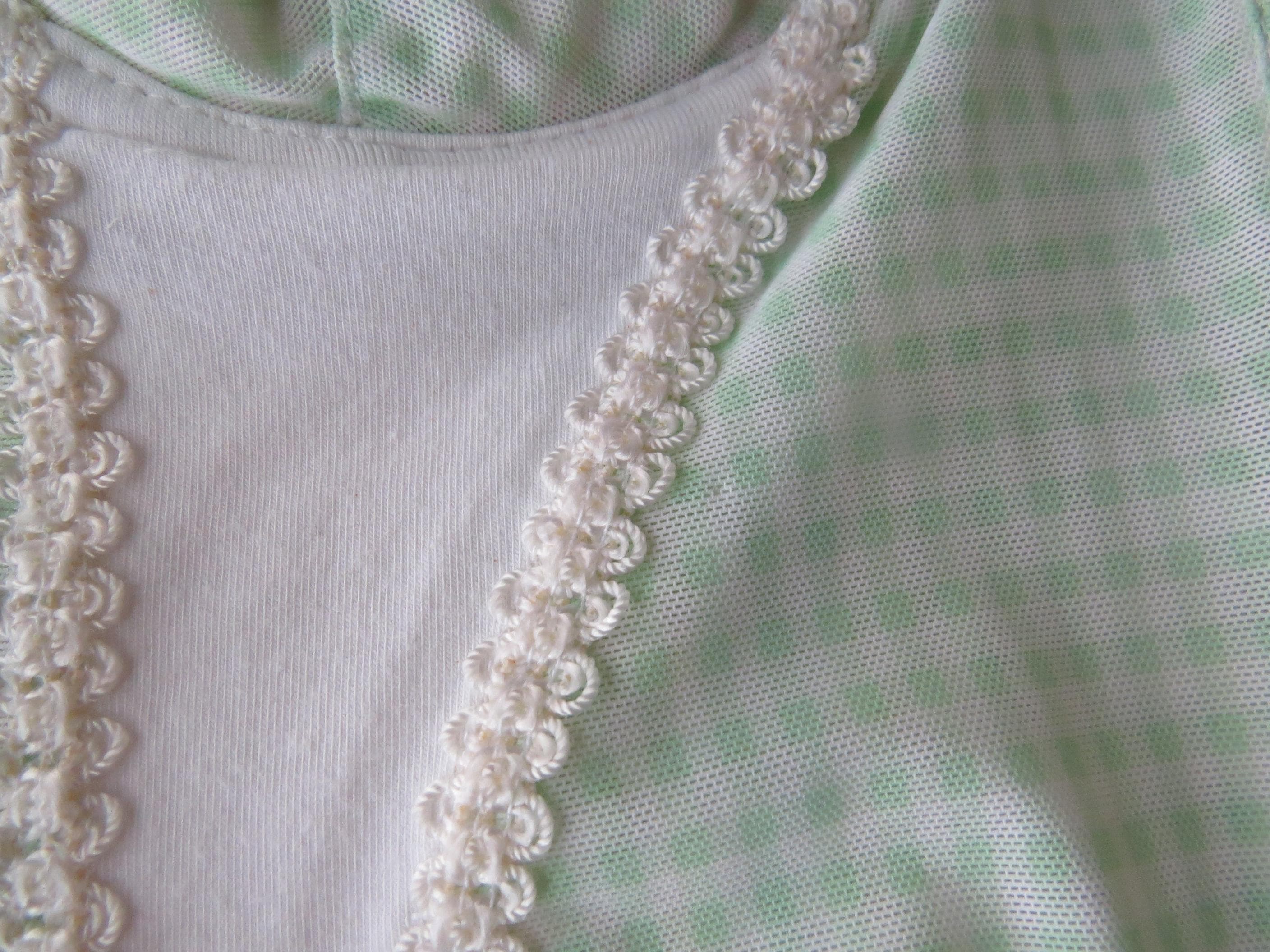 Vintage Italian Intimissimi Mint Green Checked Bustier, Gingham 2000s Lace Mesh Top, Picot Trim - Thumbnail 4