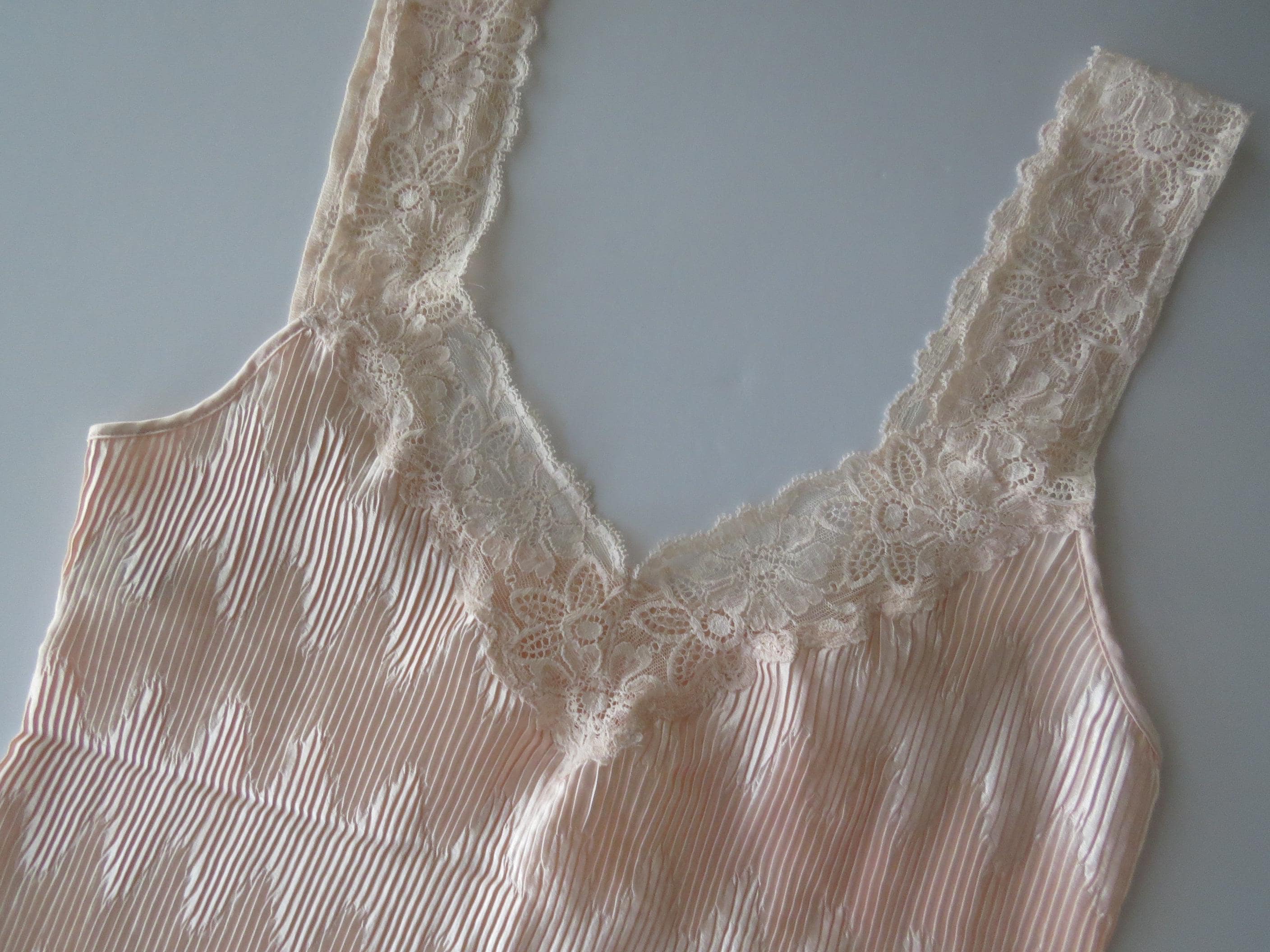 Vintage La Perla Blush Pink Pleated Lace Plisse Cami, Made in Italy, Italian Designer - Thumbnail 3