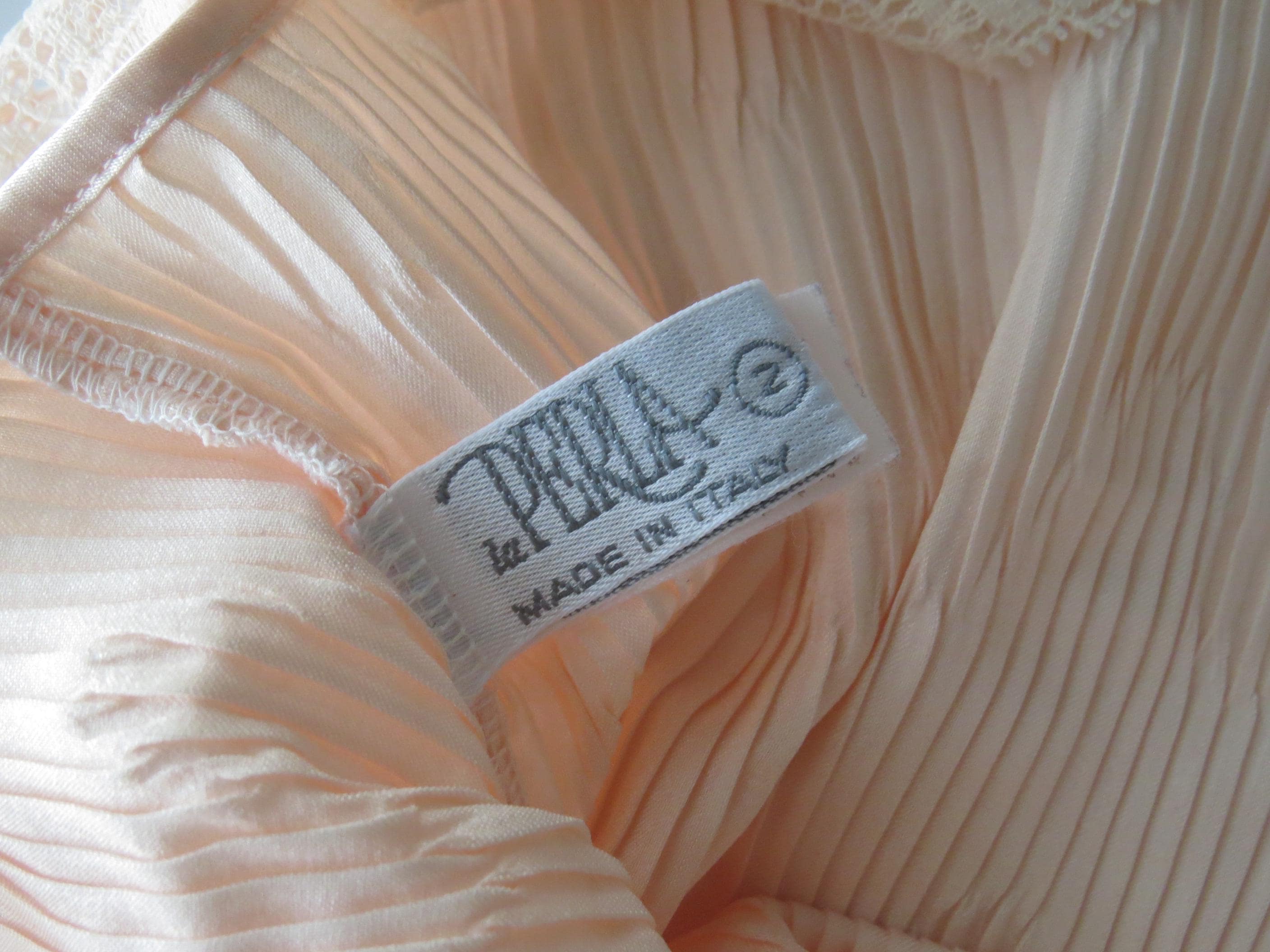 Vintage La Perla Blush Pink Pleated Lace Plisse Cami, Made in Italy, Italian Designer - Thumbnail 5