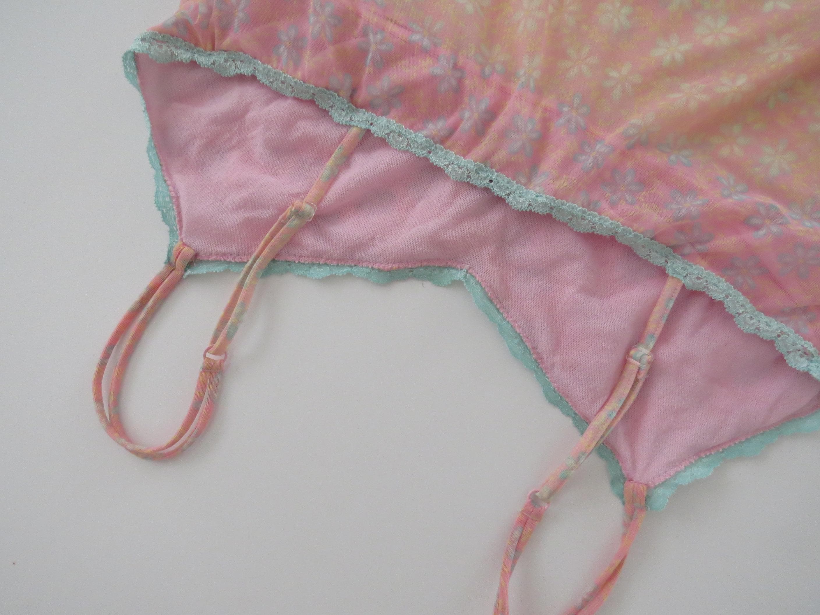 Vintage Italian Cosabella Pink and Mint Daisy Camisole - Thumbnail 15