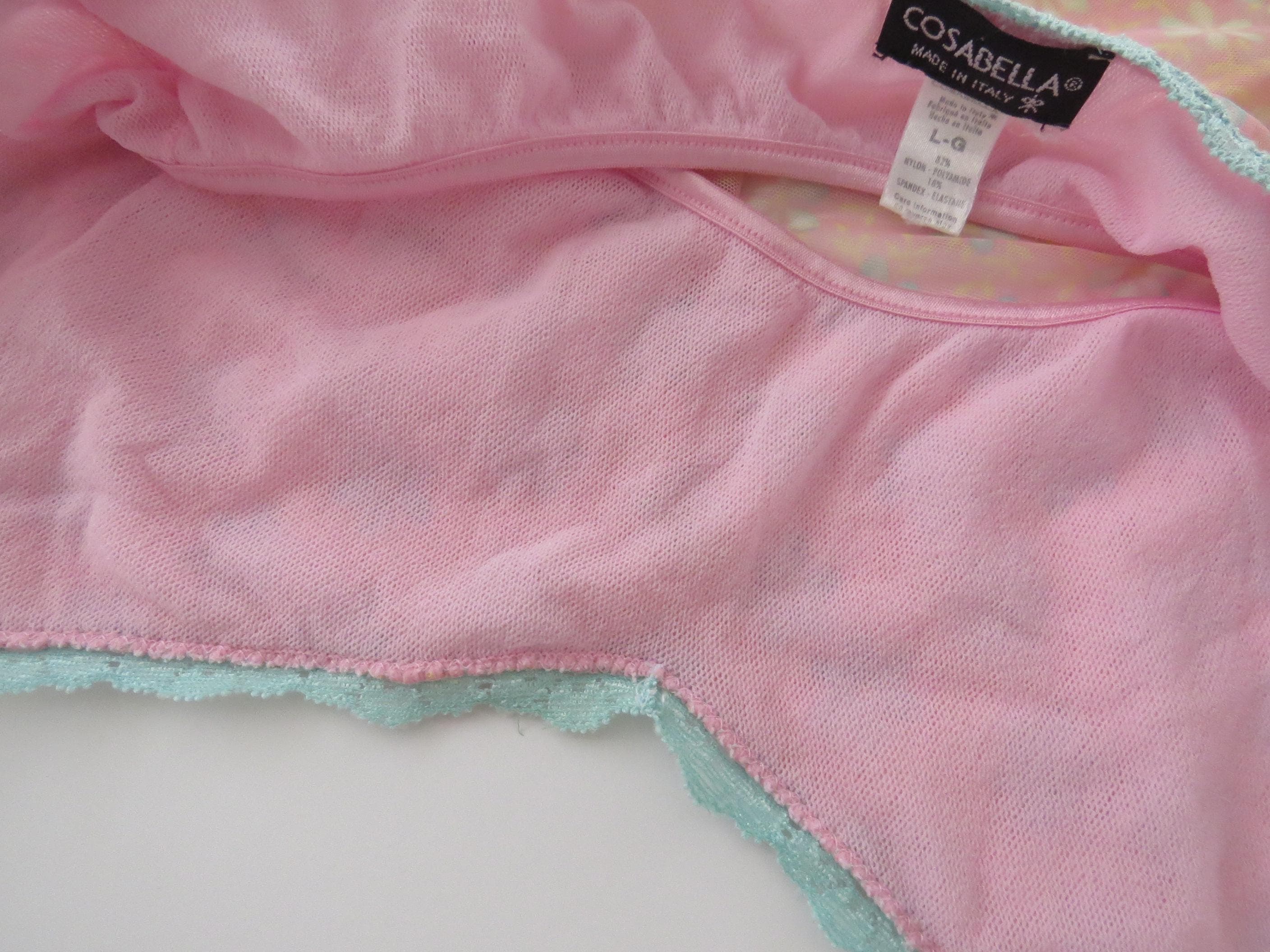 Vintage Italian Cosabella Pink and Mint Daisy Camisole - Thumbnail 14