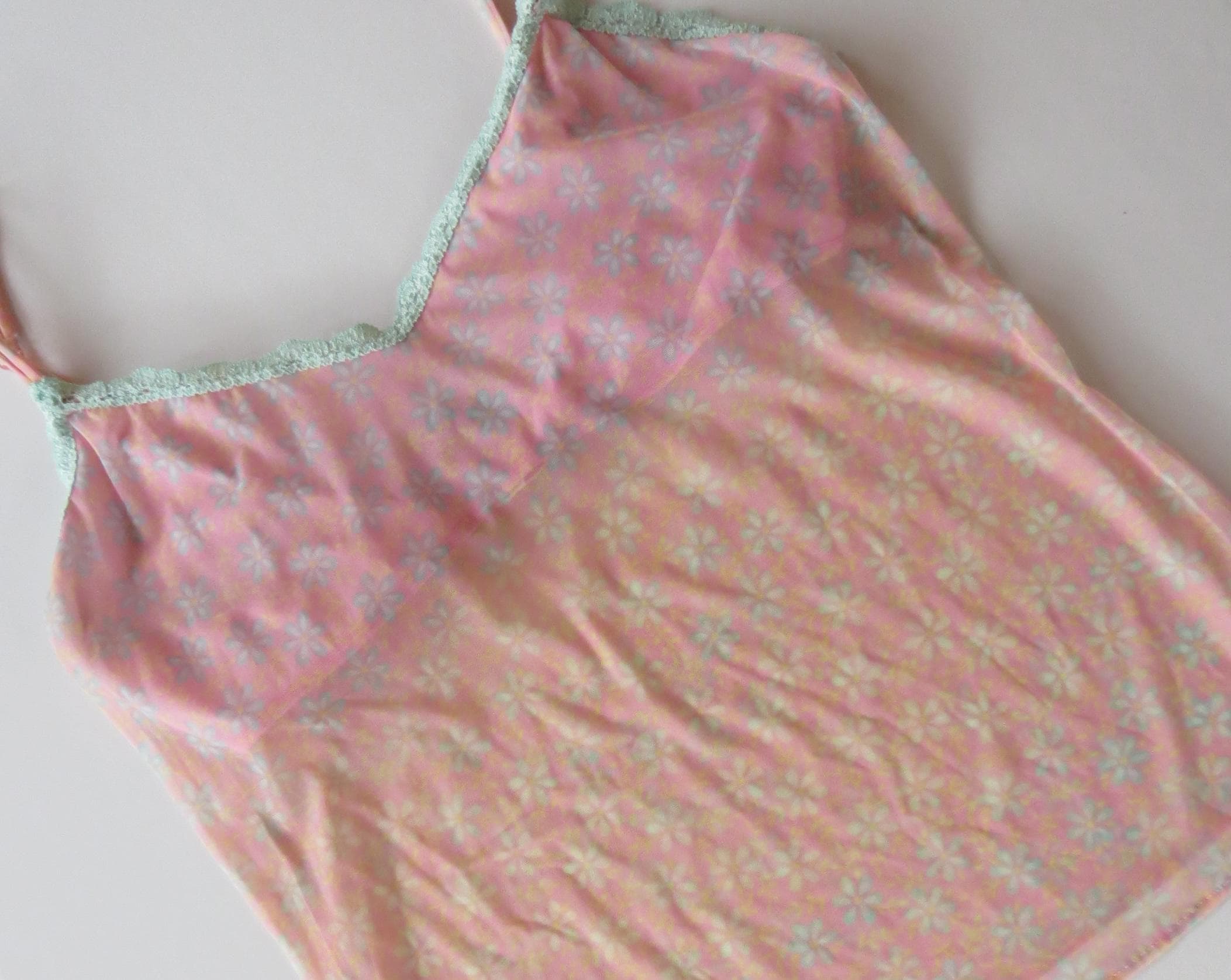 Vintage Italian Cosabella Pink and Mint Daisy Camisole