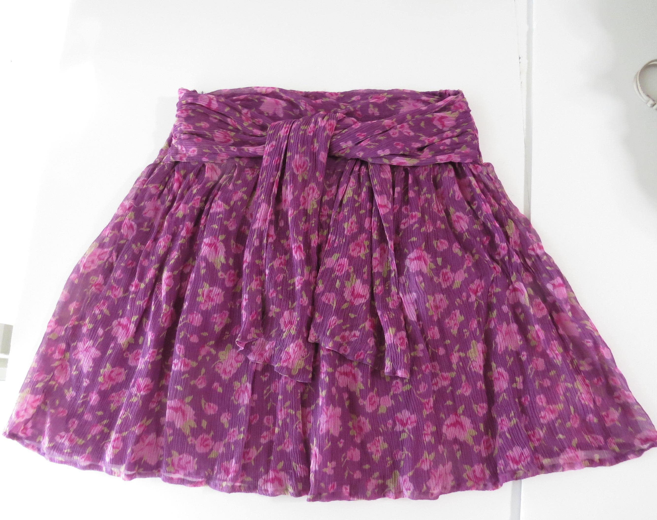 Blunauta Silk Mini Skirt, Floral Print, Italian Designer, Made in Italy
