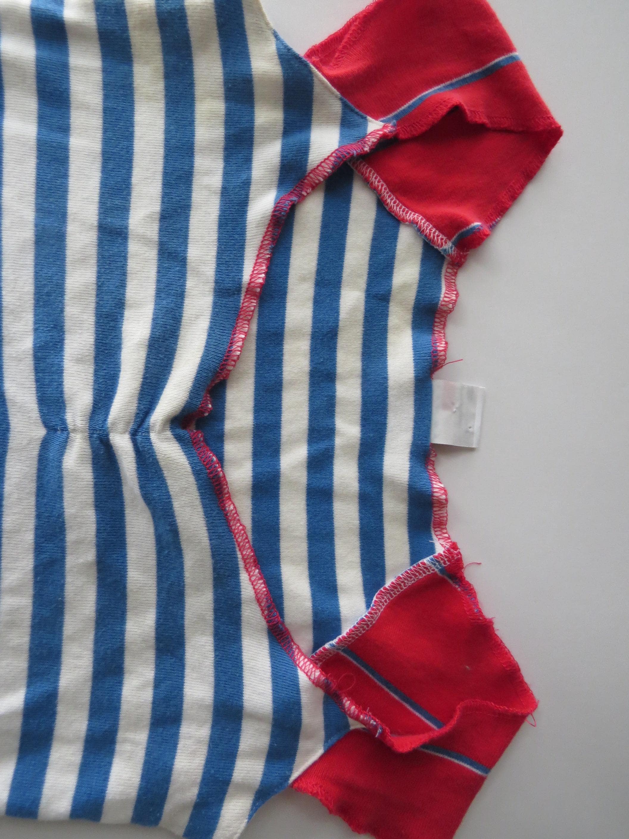 Vintage Tommy Striped Top, Blue White Off Shoulder Cap Sleeve Tee, 90s Tommy Hilfiger - Thumbnail 3