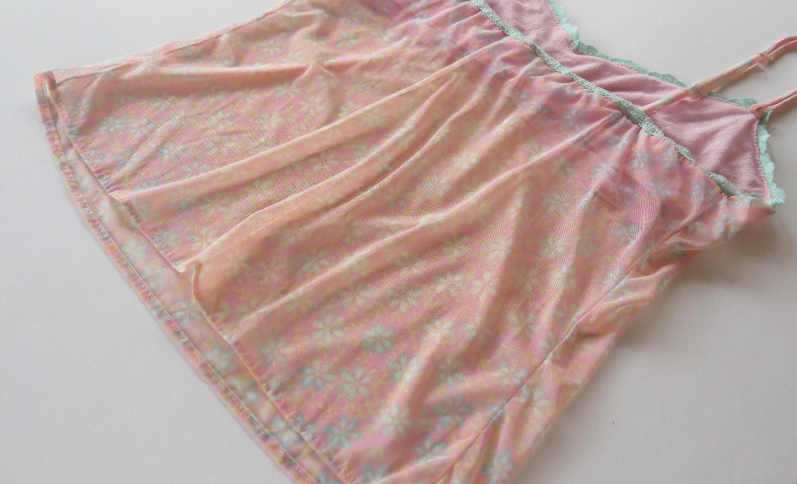 Vintage Italian Cosabella Pink and Mint Daisy Camisole - Thumbnail 3