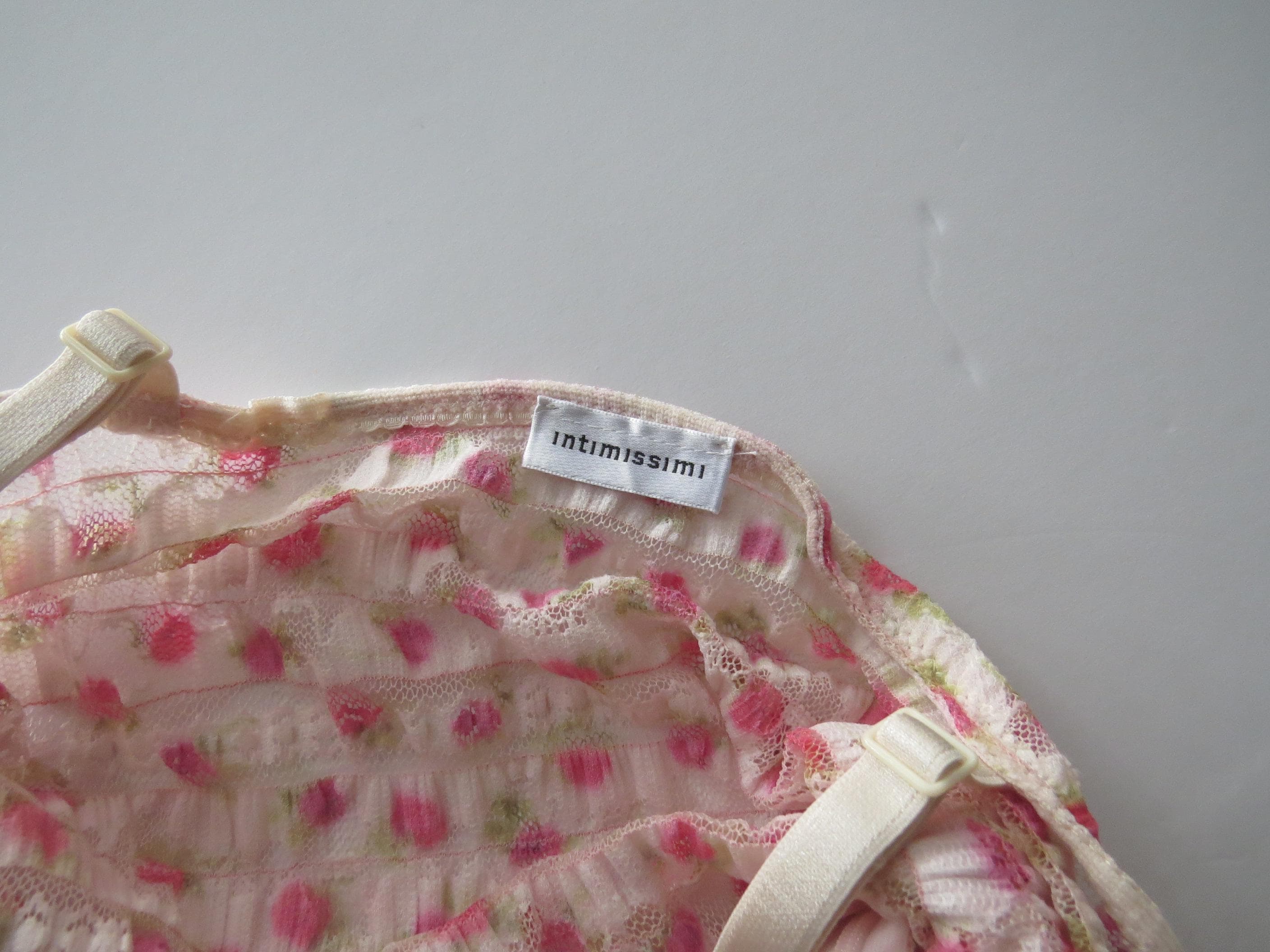 Italian Intimissimi Rose Print Bustier Cami, Pink Floral Lace Corset Top, Vintage 2000s Camisole - Thumbnail 8