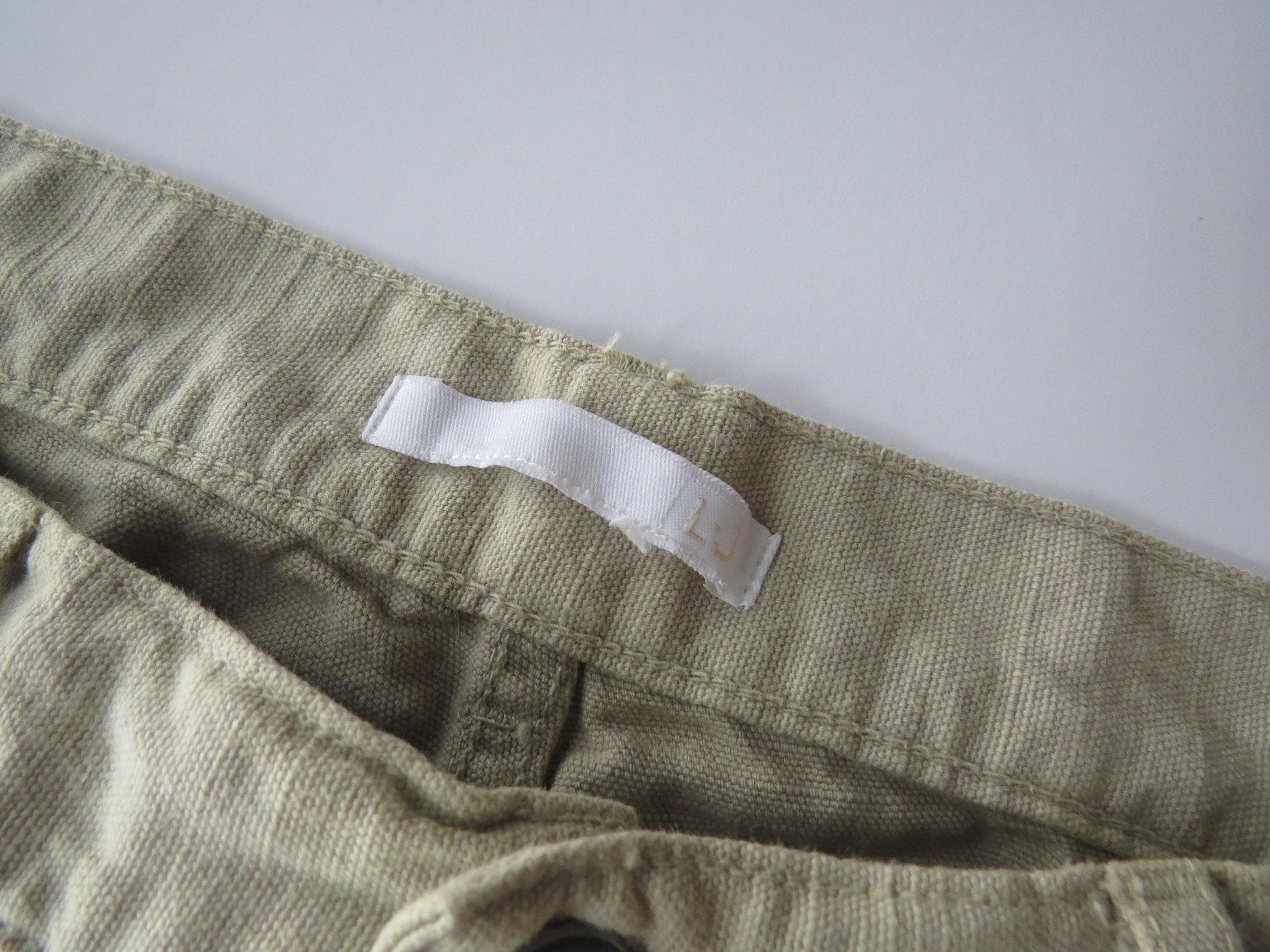 Vintage Italian Lace Appliqué Sage Khaki Bootcut Trousers, Hand-Painted Distressed 2000s - Thumbnail 5