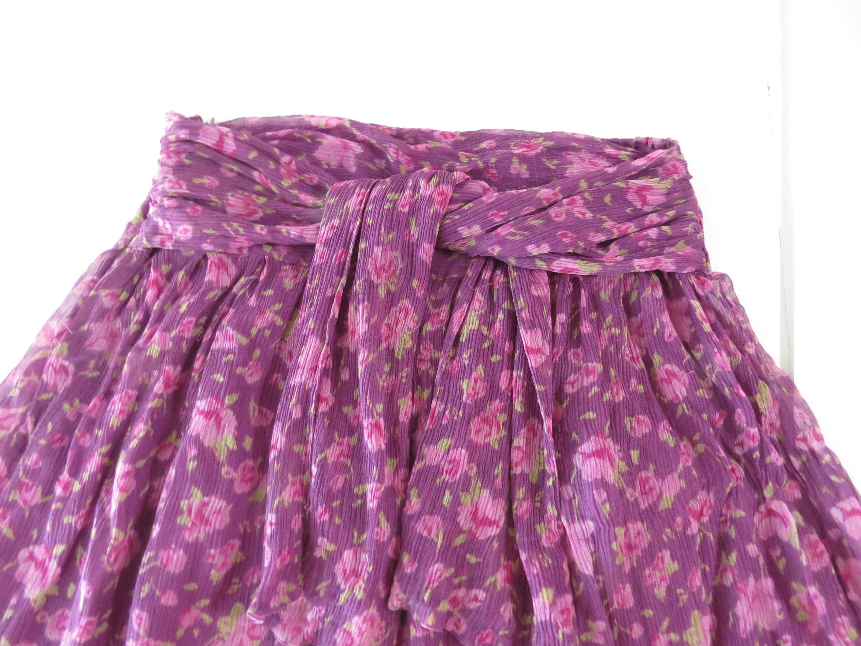 Blunauta Silk Mini Skirt, Floral Print, Italian Designer, Made in Italy - Thumbnail 6