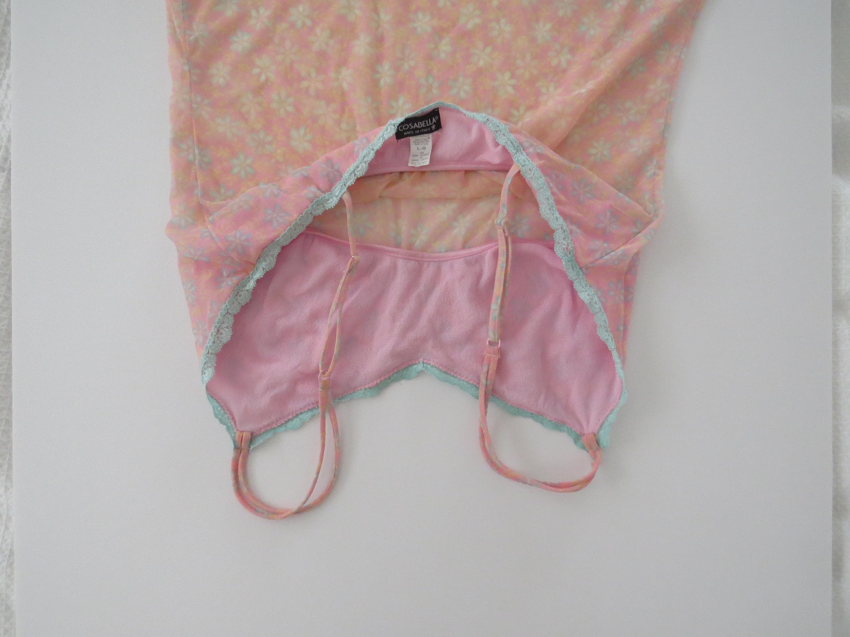 Vintage Italian Cosabella Pink and Mint Daisy Camisole - Thumbnail 16