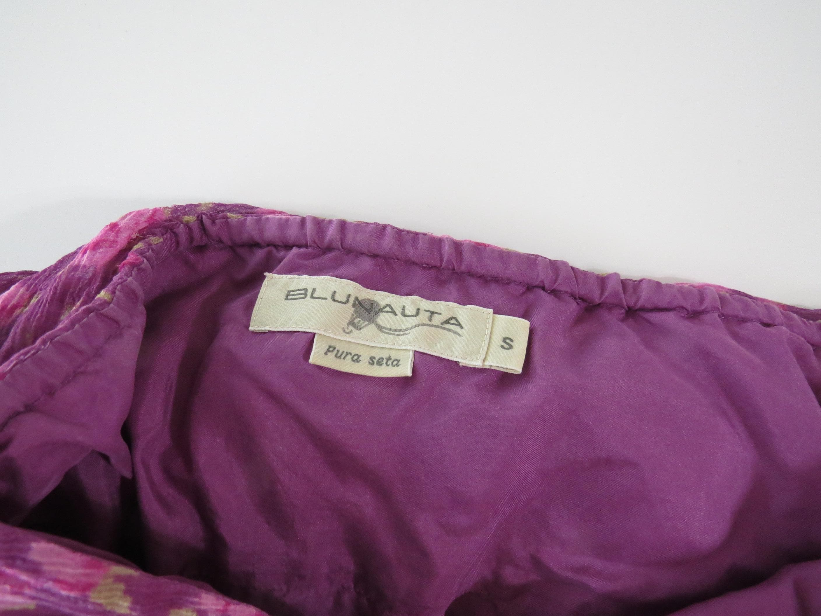 Blunauta Silk Mini Skirt, Floral Print, Italian Designer, Made in Italy - Thumbnail 2