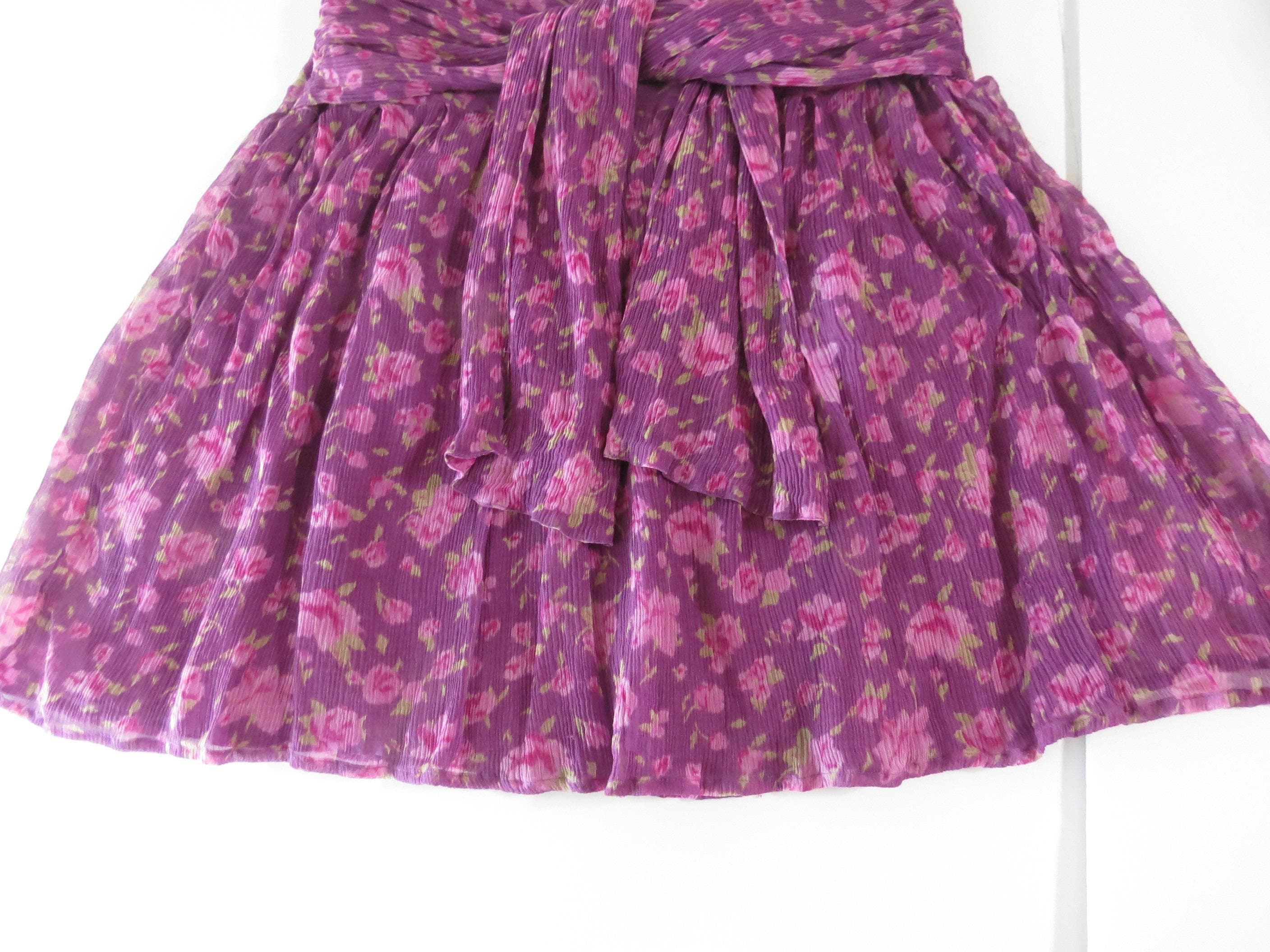 Blunauta Silk Mini Skirt, Floral Print, Italian Designer, Made in Italy - Thumbnail 3