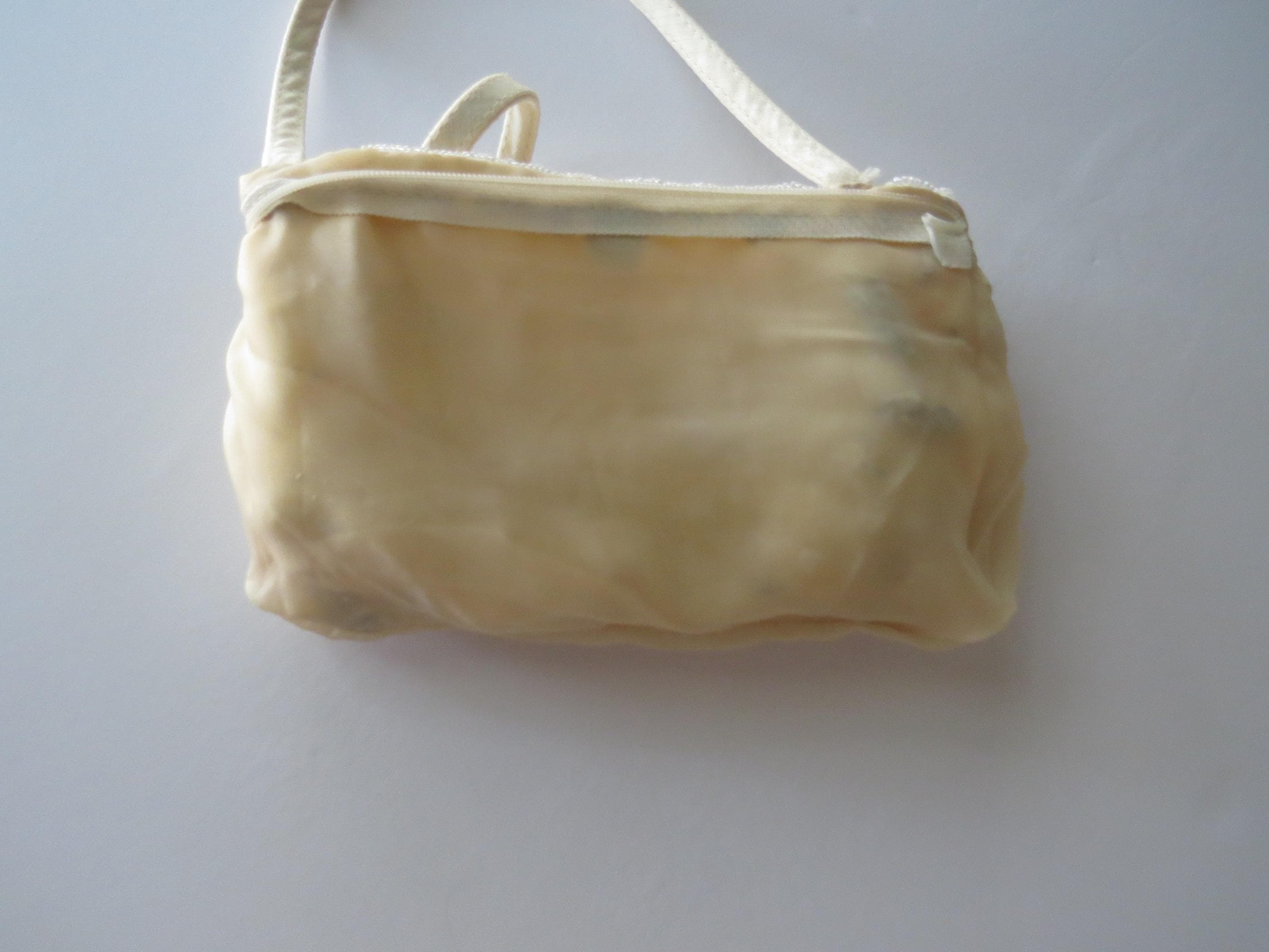 Vintage Beaded Evening Bag, Ivory Sequinsed Handbag, Antonello Serio Purse, Iridescent Beadwork Bridal Clutch - Thumbnail 14