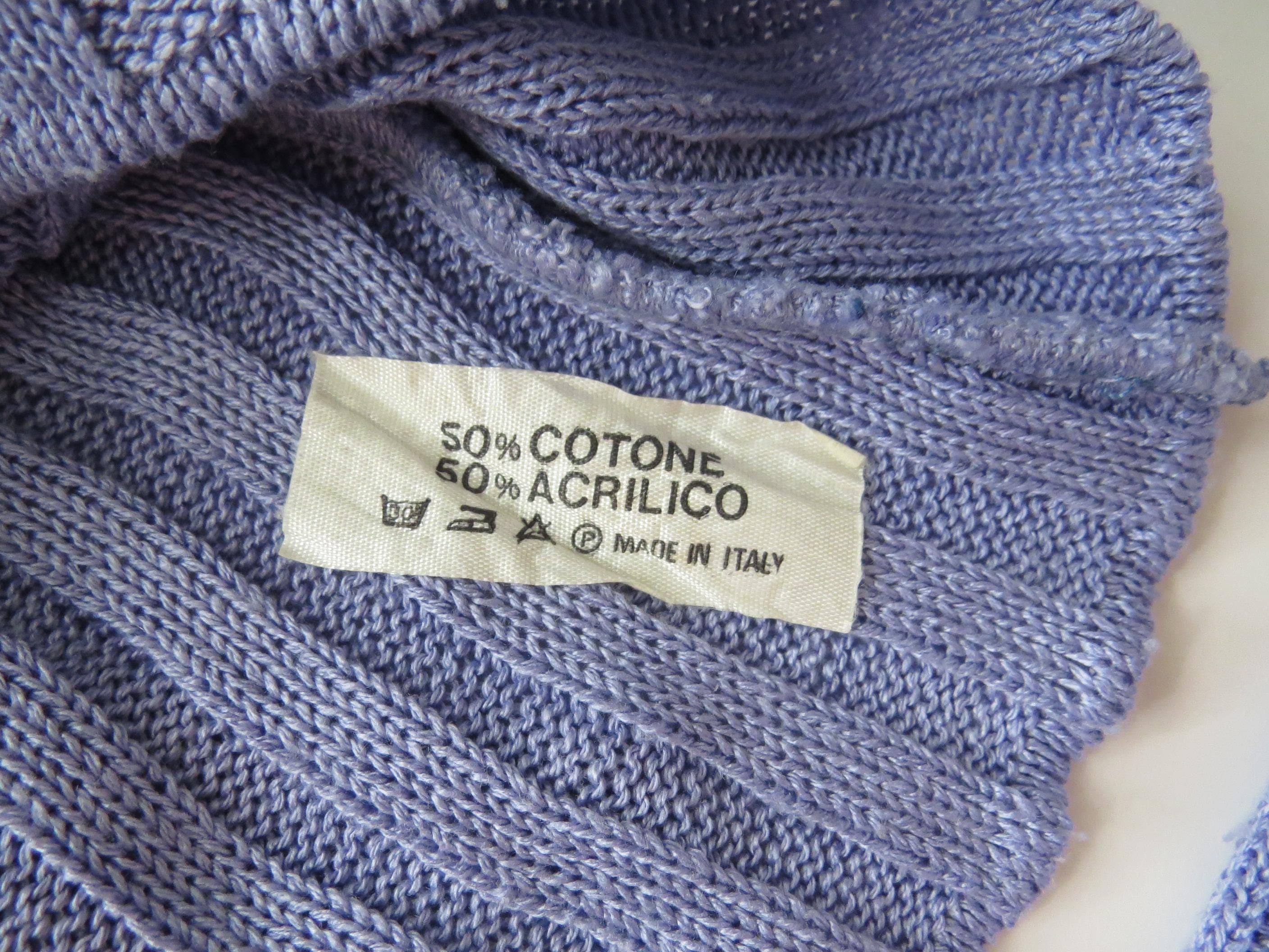 Vintage Italian Lilac Knit Top, Floral Mesh Long Sleeve Panel, Made in Italy 90s - Thumbnail 3