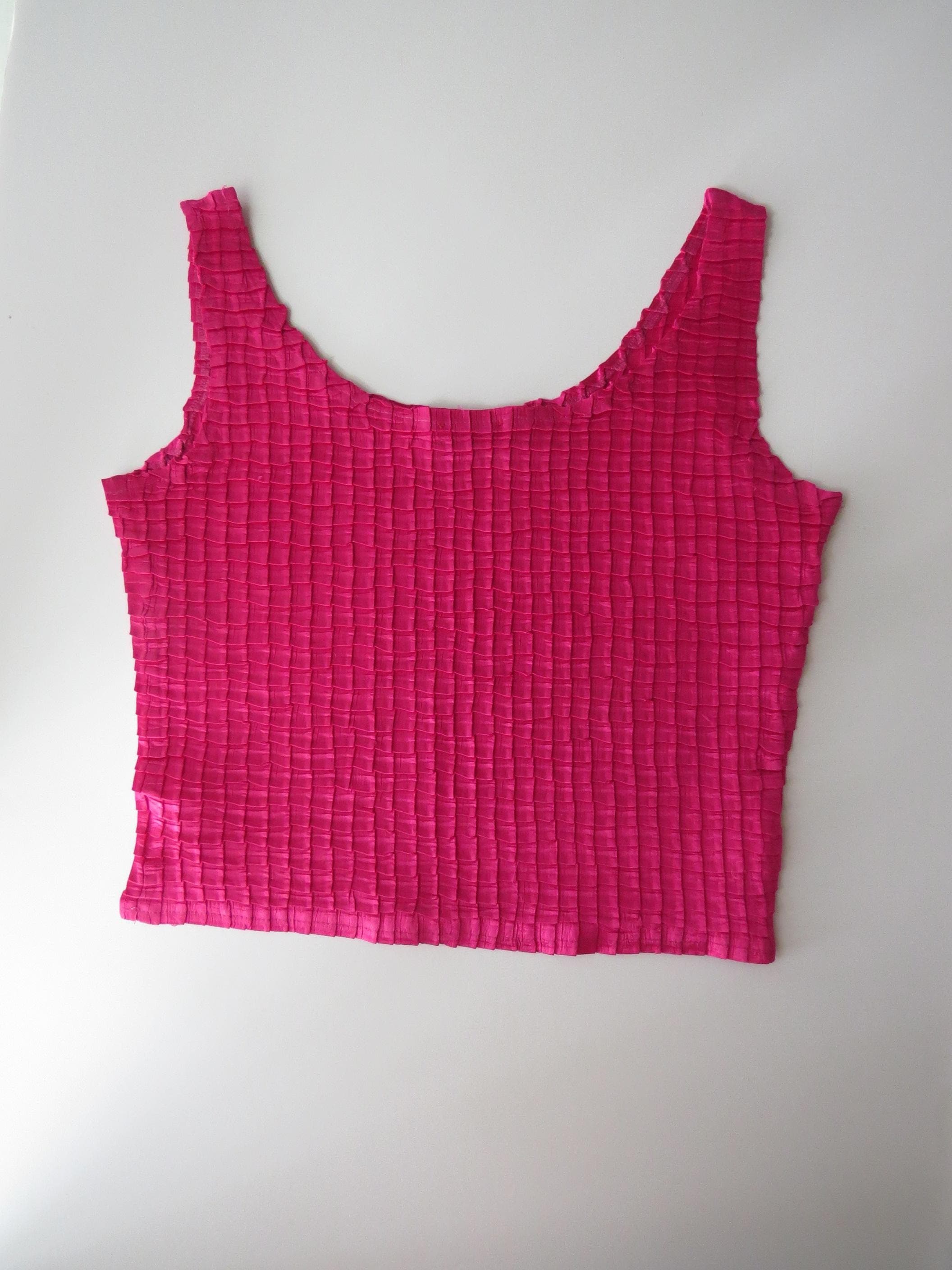 Rare Vintage 90s Roccobarocco Pink Ruched 3D Grid Top, 90s Italian, Made in Italy - Thumbnail 5