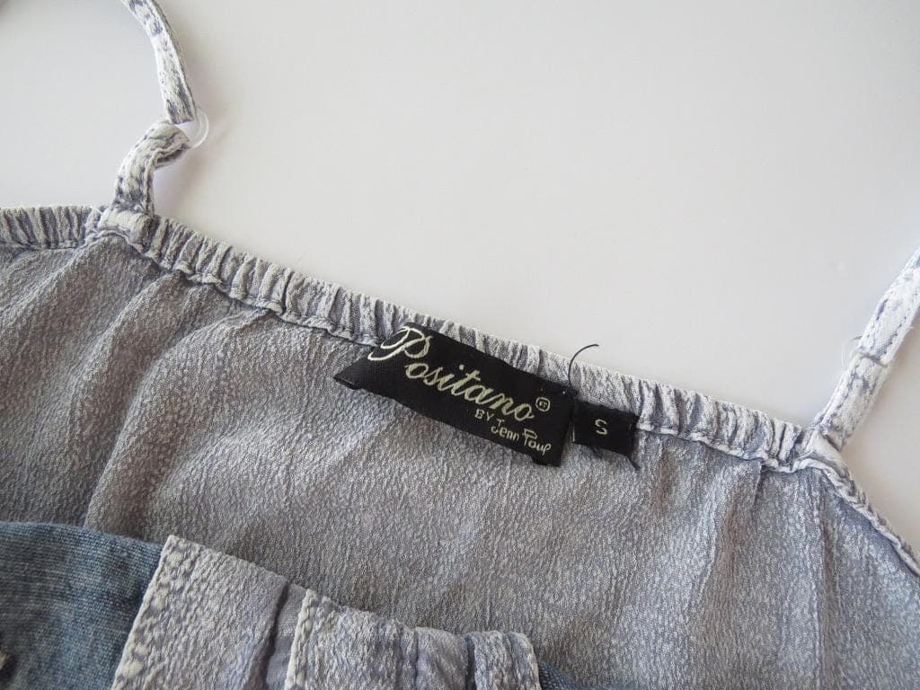 Vintage Italian Positano Jean Paul Embroidered Corset Cami, Mixed Media Denim, Sequins, Beaded - Thumbnail 6