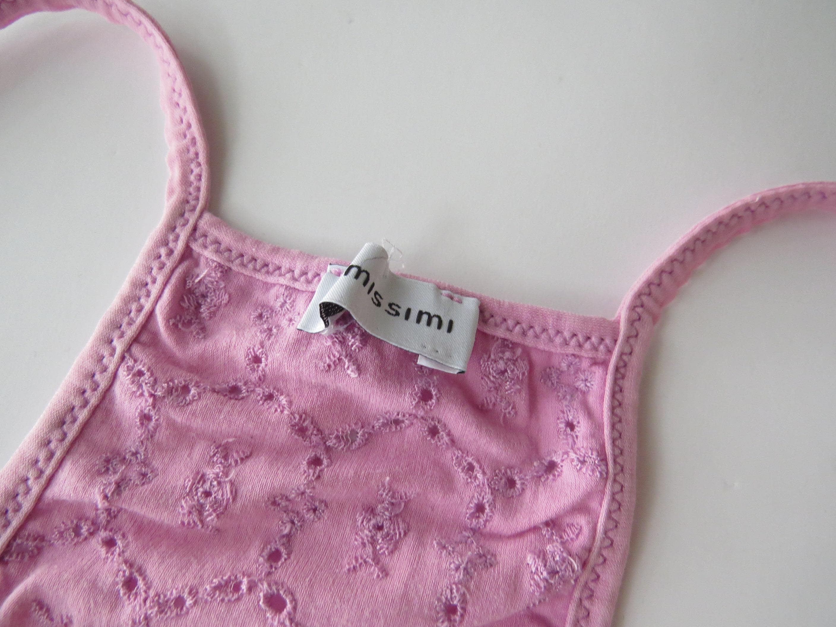 Vintage Italian Intimisismi Barbie Pink Ribbed Racerback Camisole with Eyelet Lace Details, 2000s - Thumbnail 3